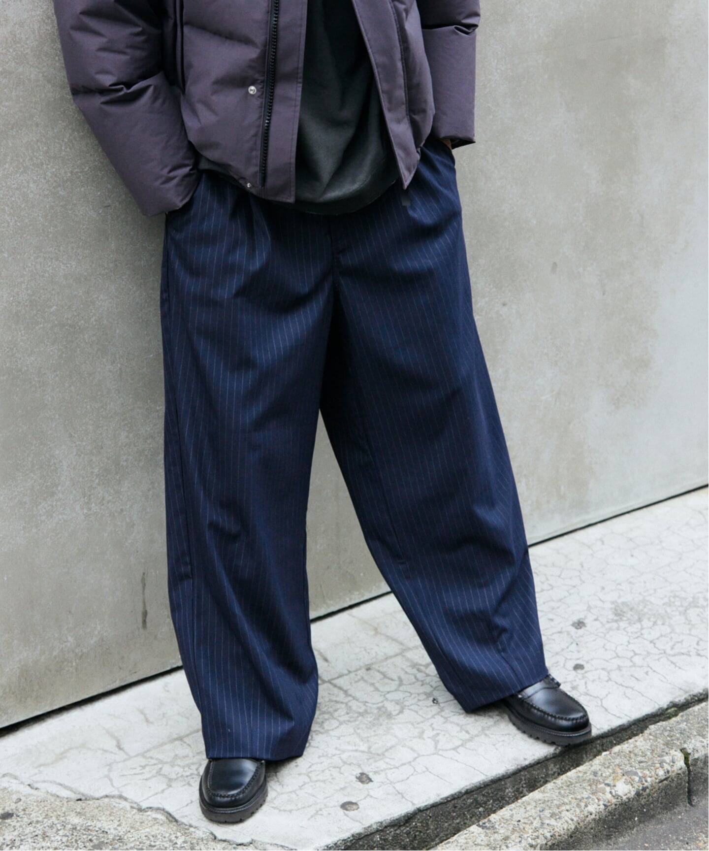 TR モダン ツイル ワイド スラックス / ストライプ / 無地（スラックス