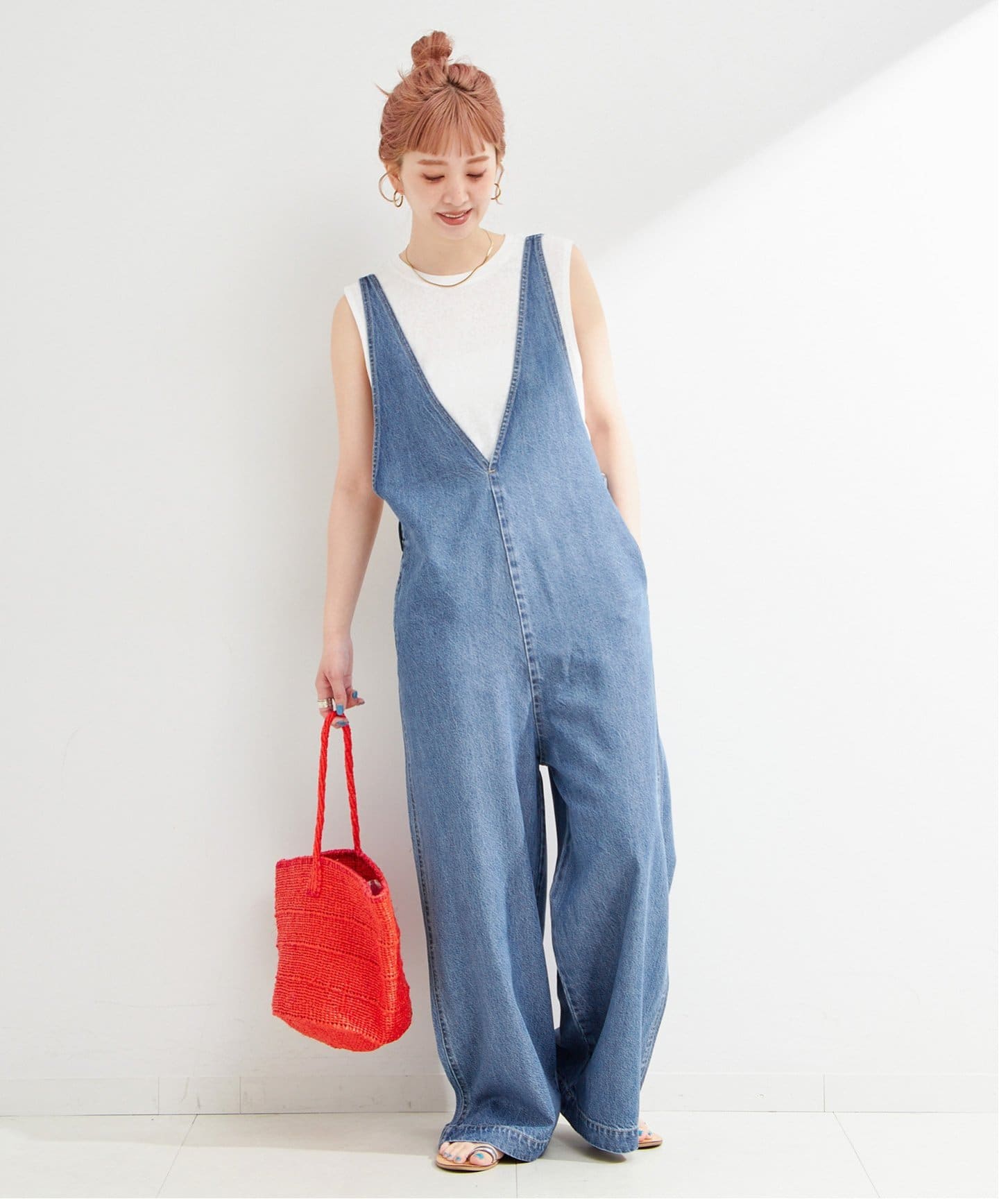 DU JOUR/デュ ジュール V NECK JEAN SALOPETTE（サロペット