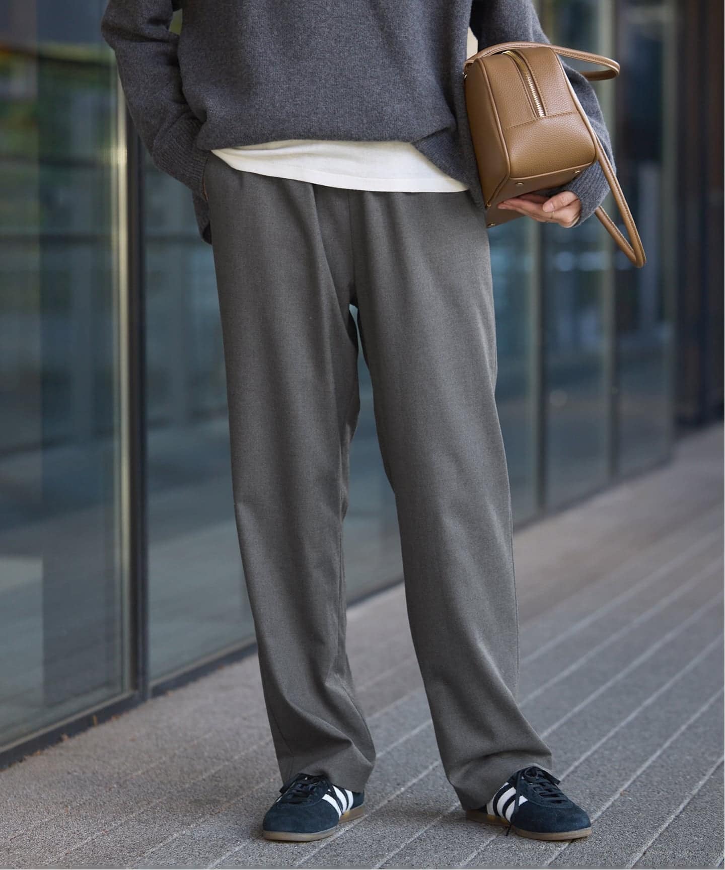 吸湿発熱/WEBのみ4サイズ展開》ウールミックスドロストスラックス