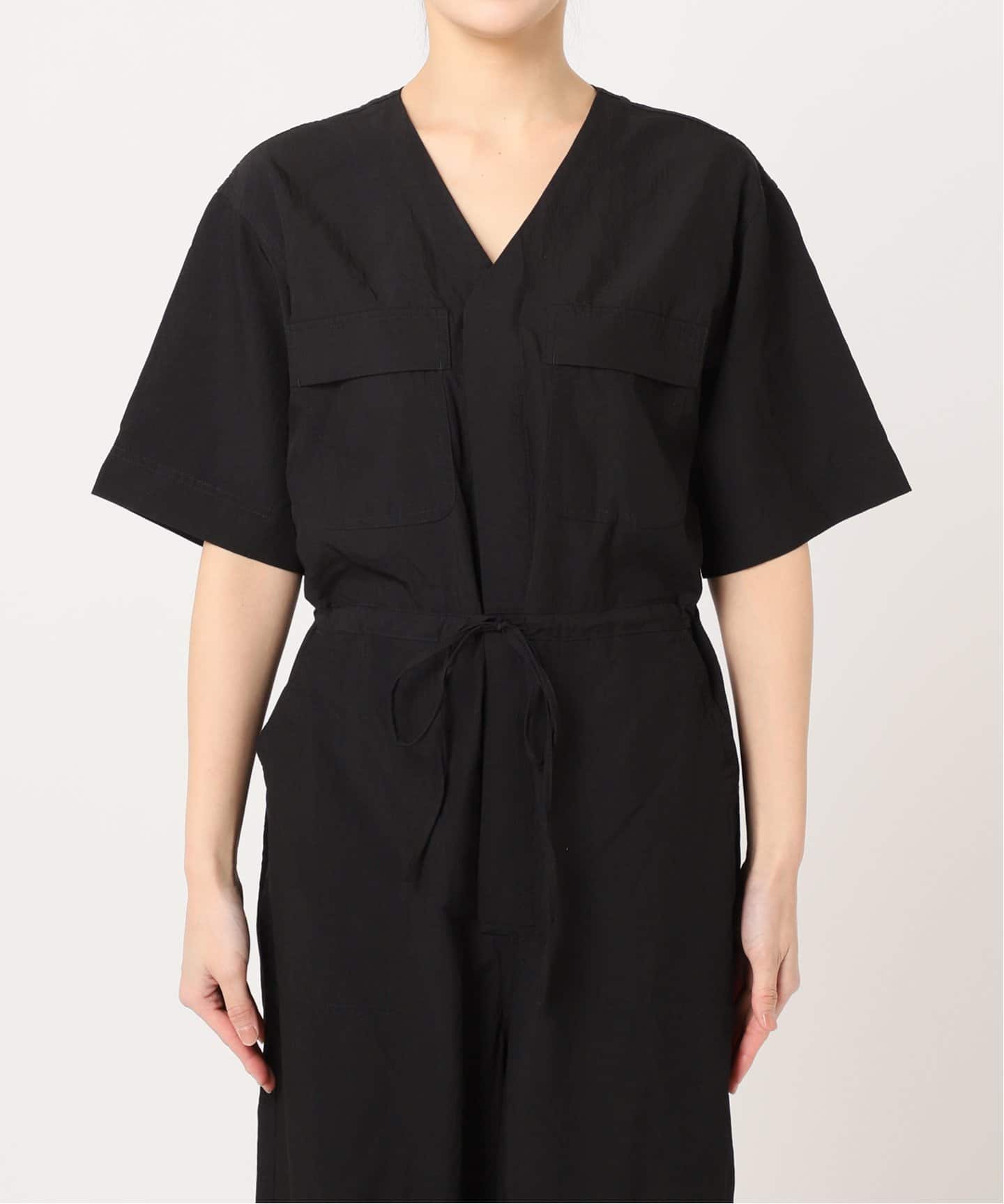 ダブルポケットVネックオールインワン（つなぎ／オールインワン