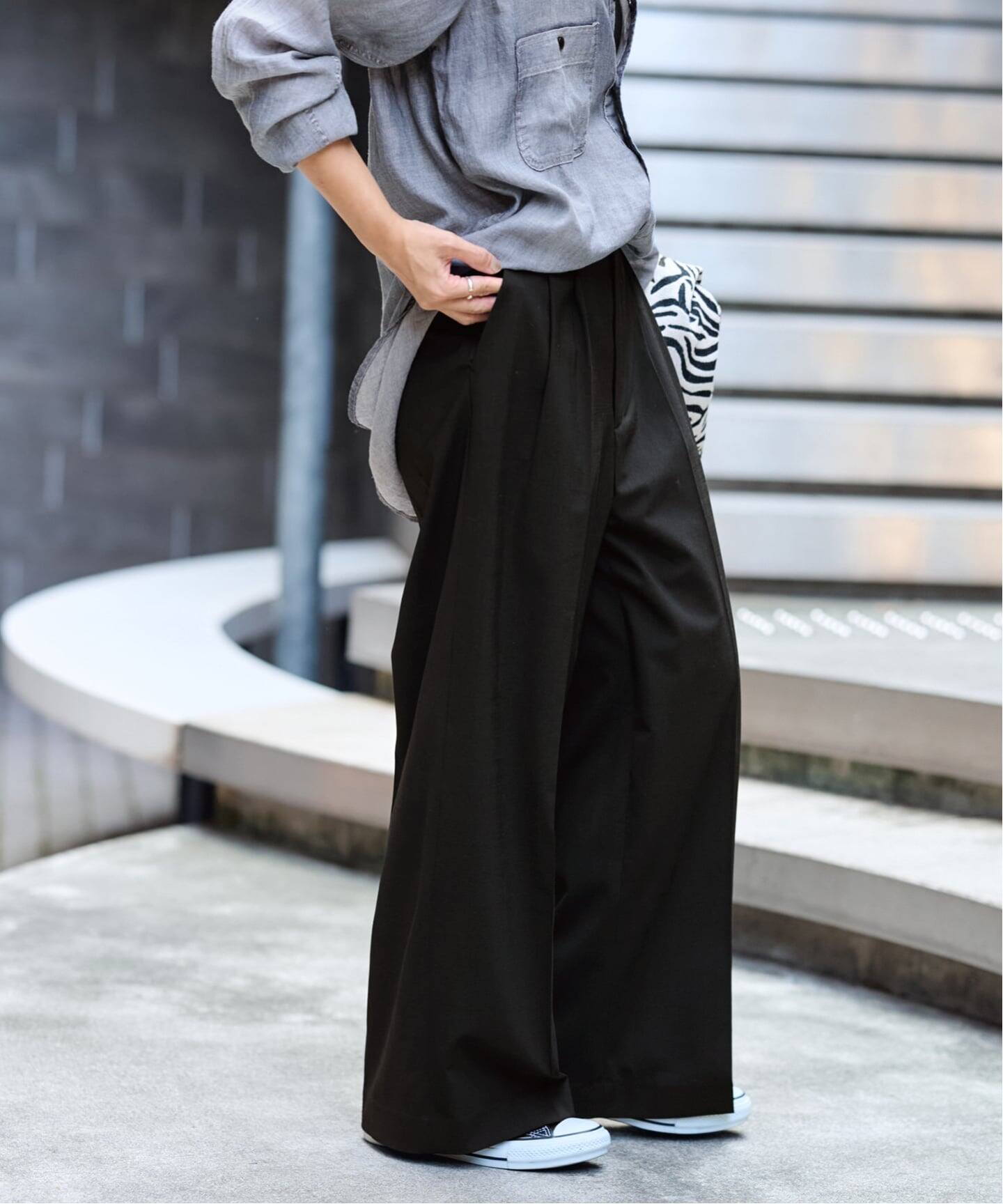 ≪追加≫ウォッシャブルTWタックワイドパンツ（スラックス