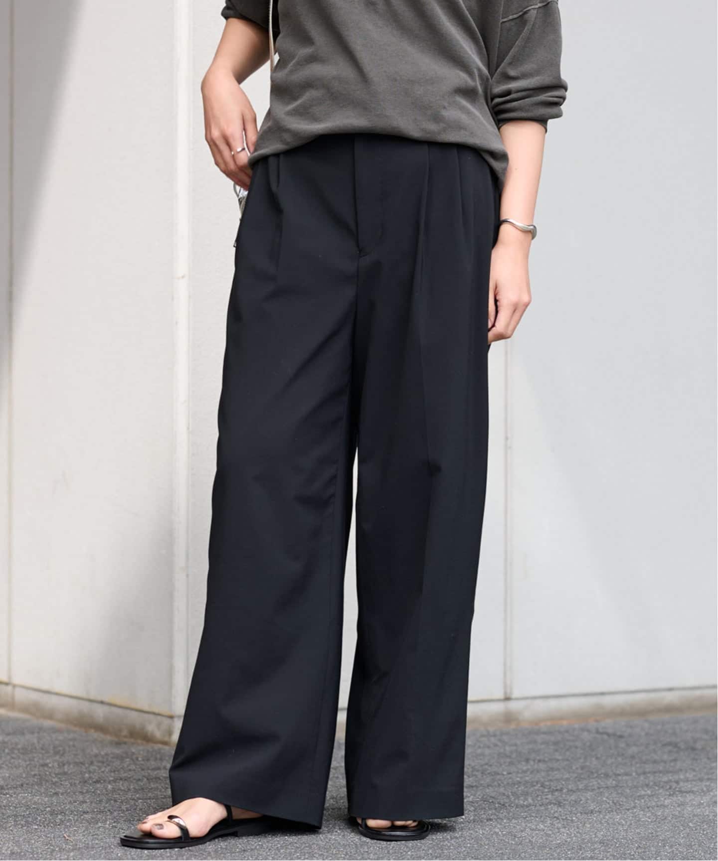 ≪WEB限定追加≫ウォッシャブルTWタックワイドパンツ（スラックス