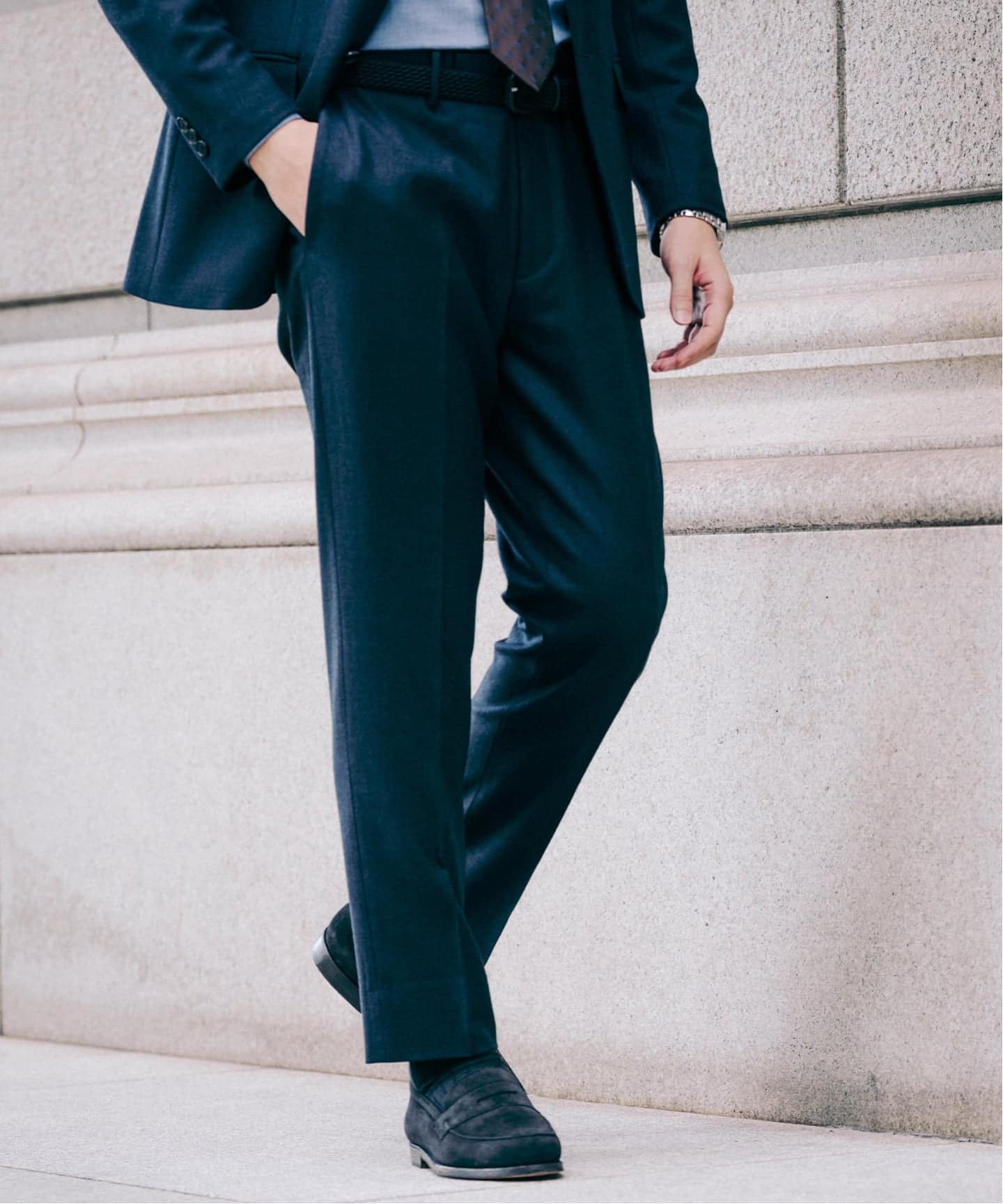 SUPER 120's ウールサキソニー テーパードパンツ【セットアップ着用