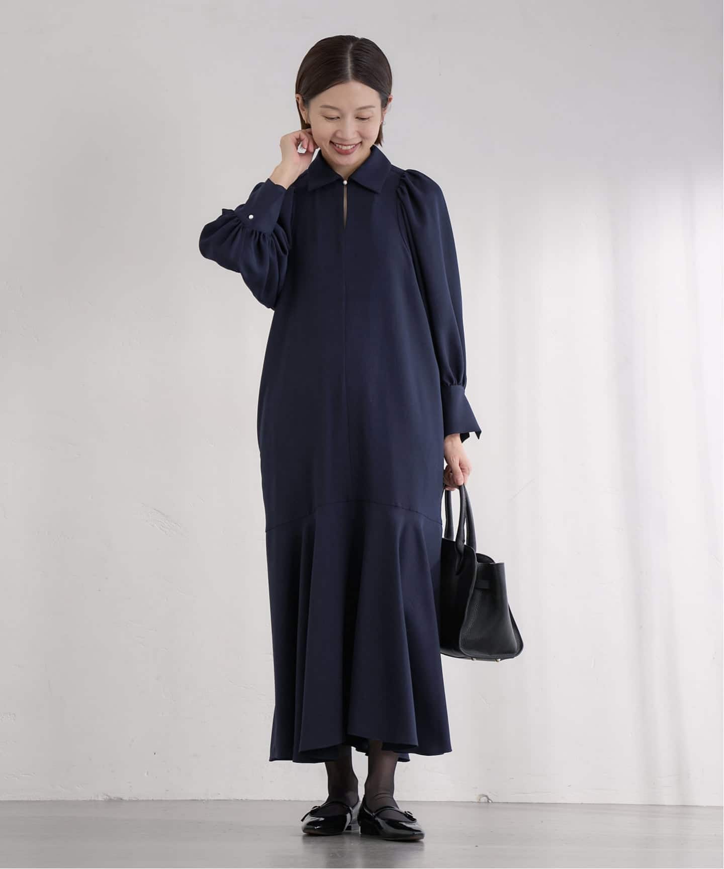 &NAVY メランジツイルギャザーワンピース（ワンピース）｜IENA（イエナ