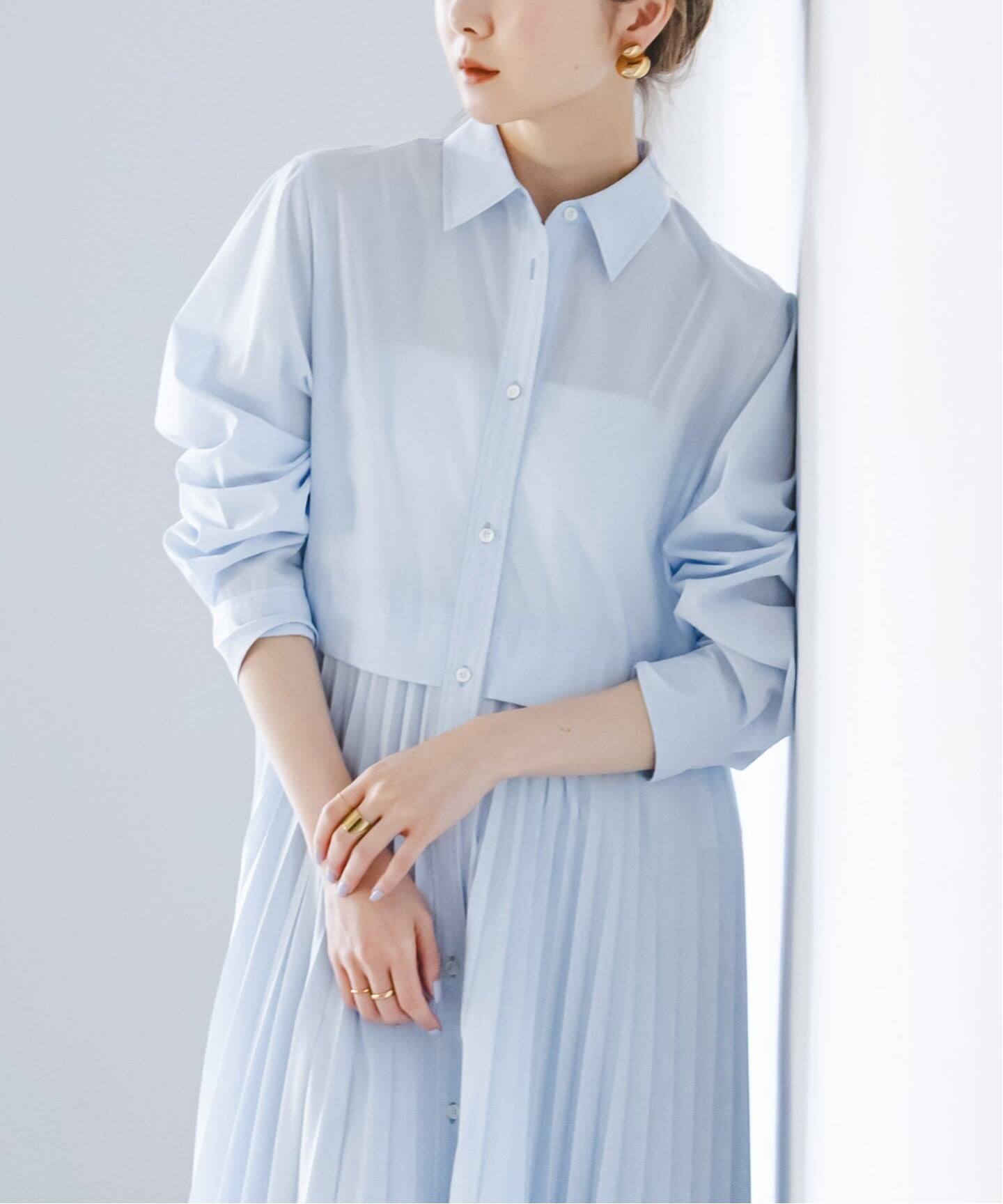 追加予約》プリーツシャツワンピース（ワンピース）｜NOBLE（ノーブル