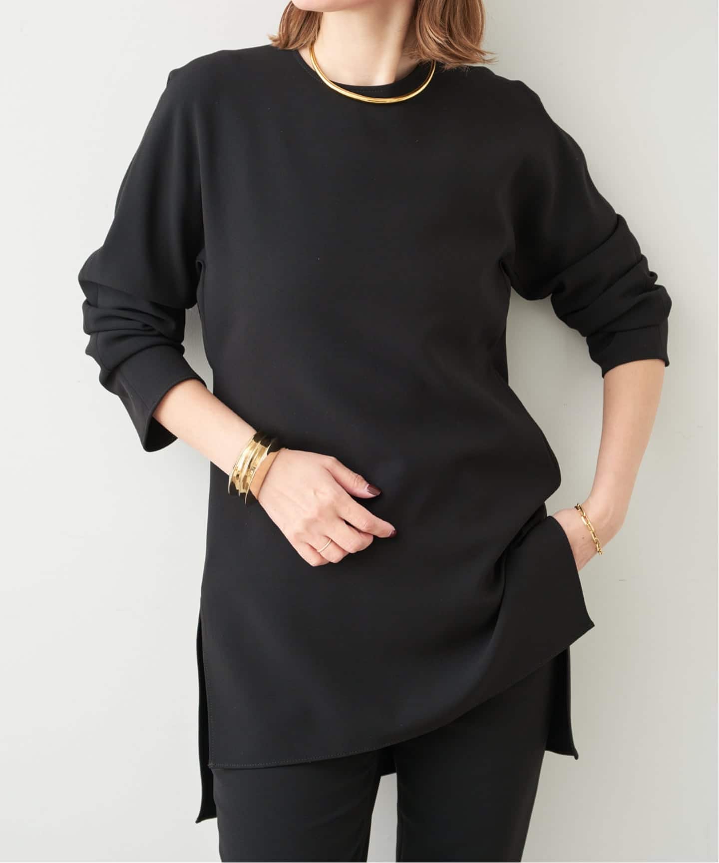 トリアセジョーゼット クルーネックプルオーバー（シャツ／ブラウス