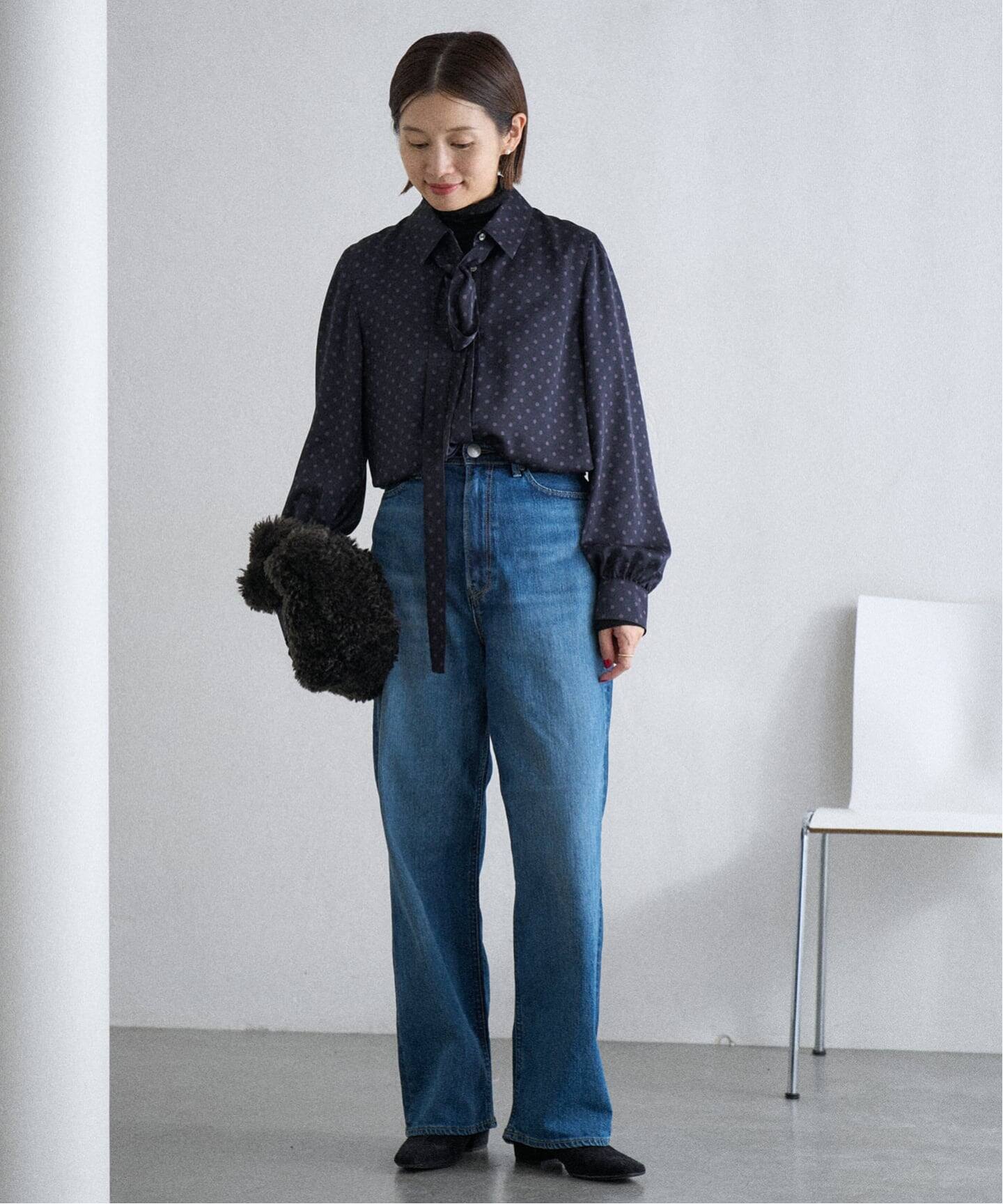 WEB限定/追加4》サテンドットタイ付ブラウス（シャツ／ブラウス