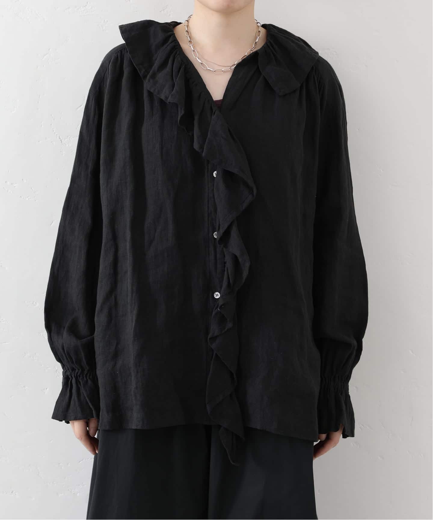 予約》フレンチリネン フリルパフブラウス（シャツ／ブラウス