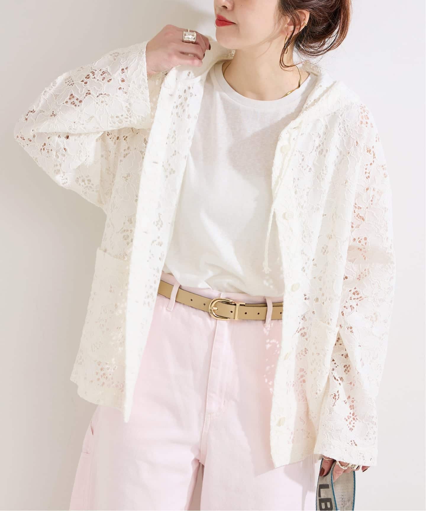 予約》手洗い可 / レースフードシャツ（シャツ／ブラウス）｜B.C STOCK