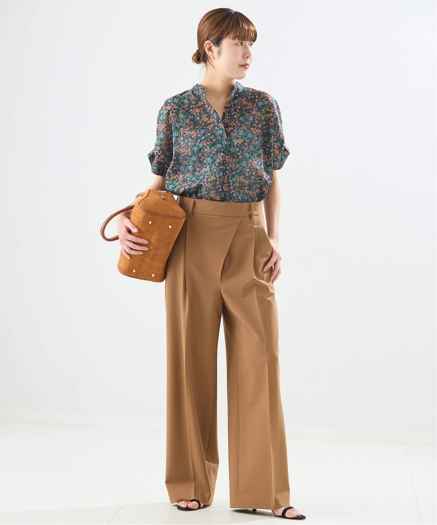 予約》DEVEAUXフラワー&チェック/無地タックスリーブシャツ（シャツ