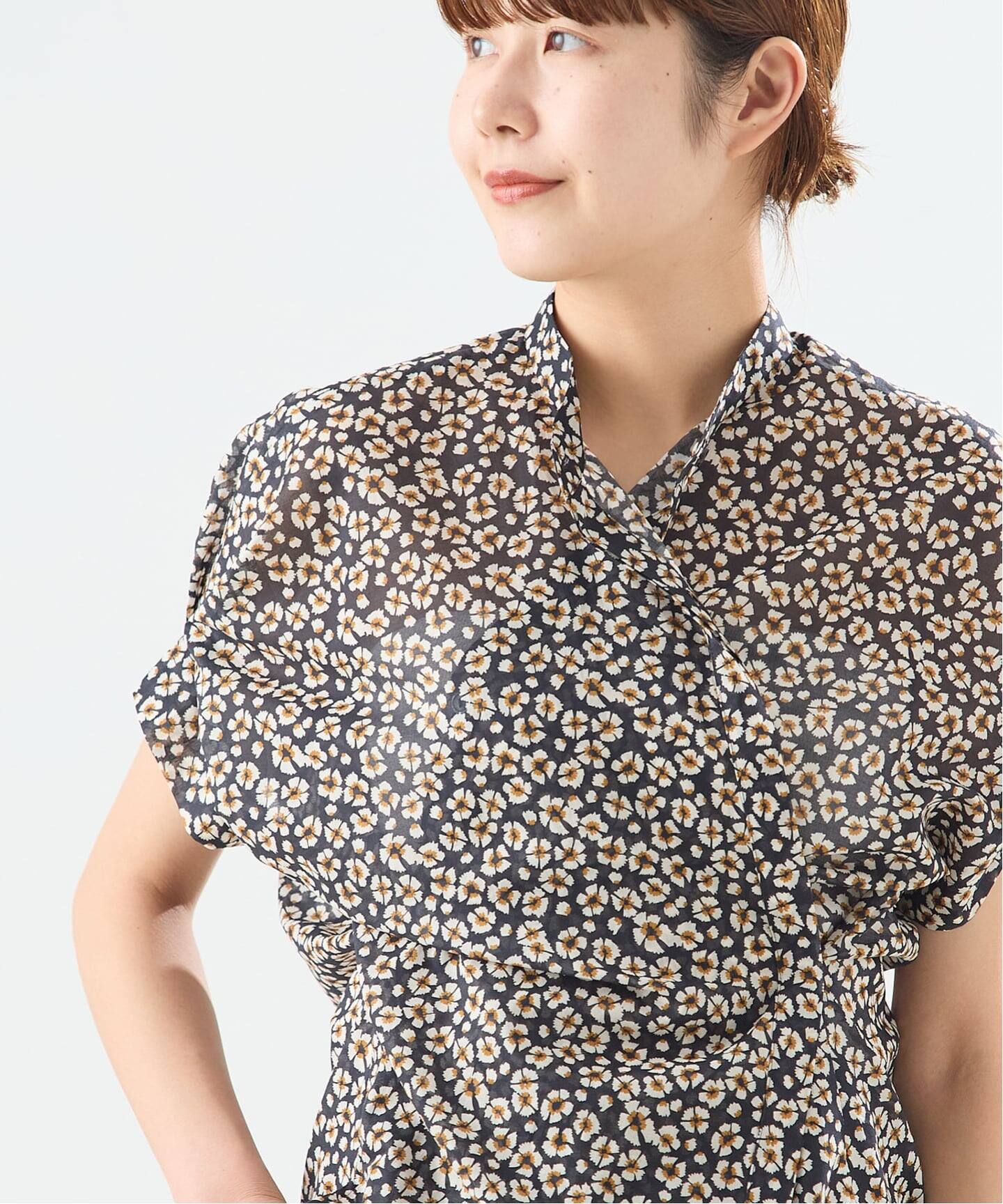 予約》DEVEAUXフラワー&チェック/無地タックスリーブシャツ（シャツ