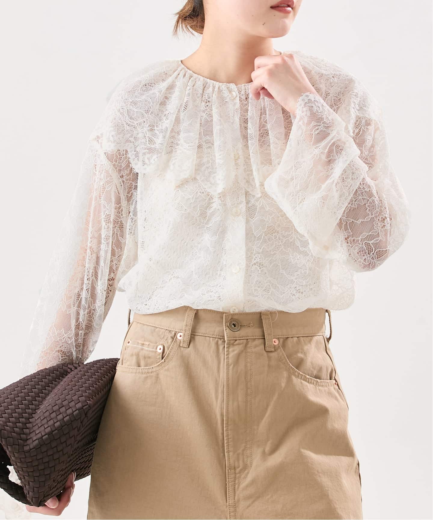 予約》【Uhr/ウーア】Lace Shirt：レースシャツ（シャツ／ブラウス