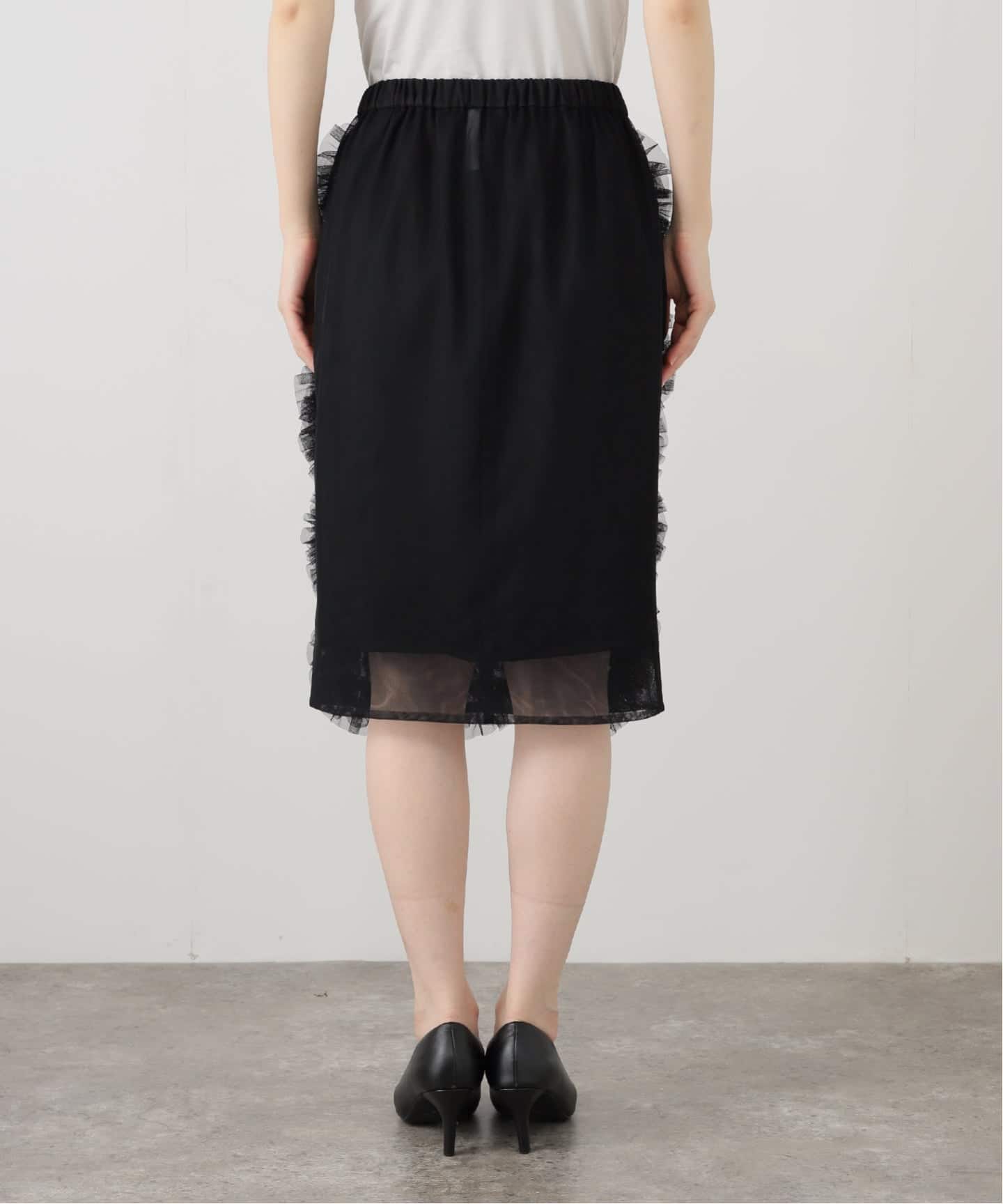 Col Pierrot/コル ピエロ】 TULLE FLOWER SKIRT（ひざ丈スカート）｜L