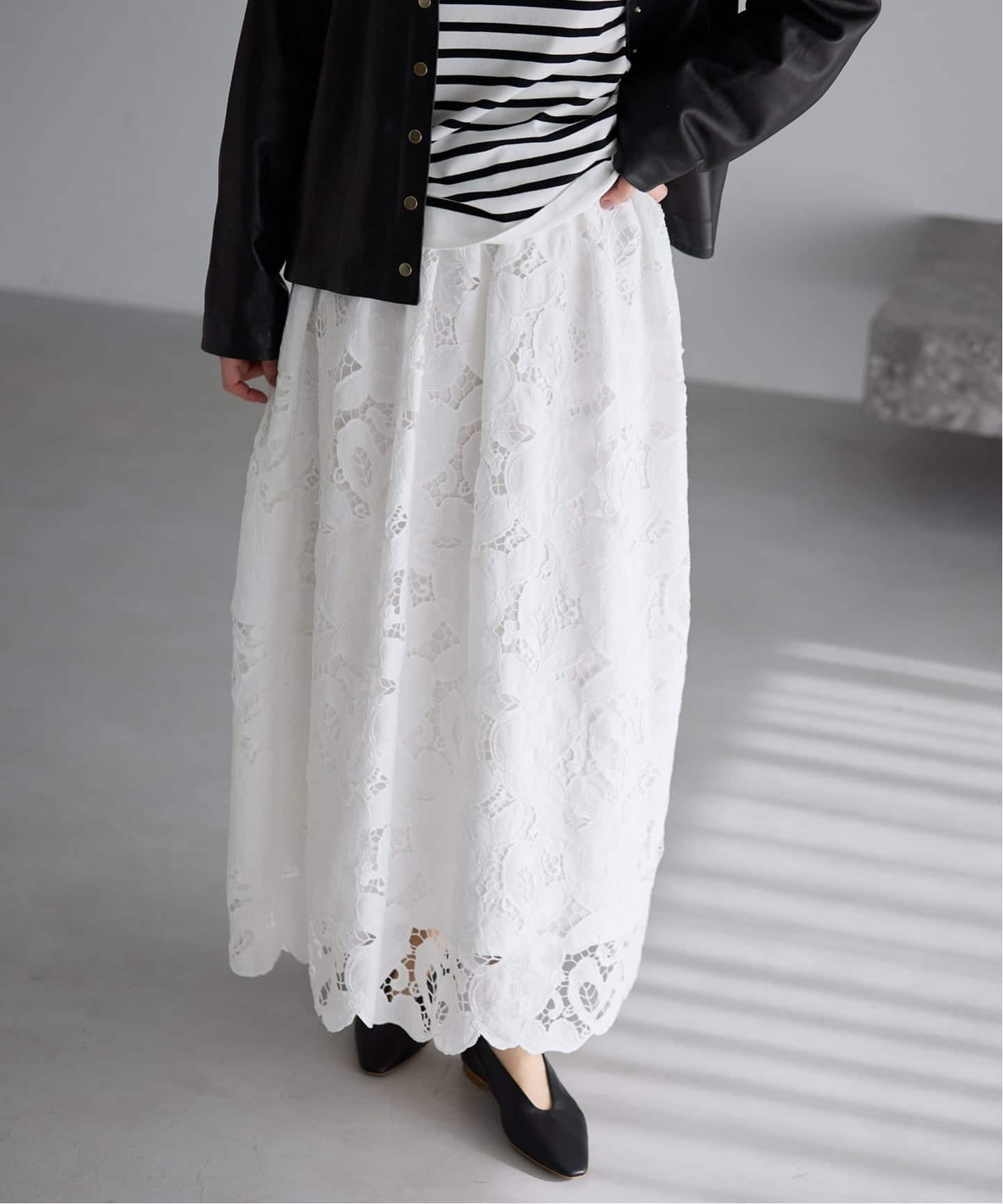 フラワーコードレーススカート（ロング・マキシ丈スカート）｜IENA