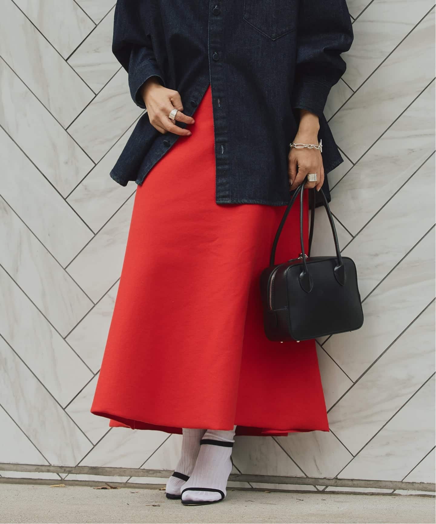 ダンボールニットフレアスカート（ロング・マキシ丈スカート