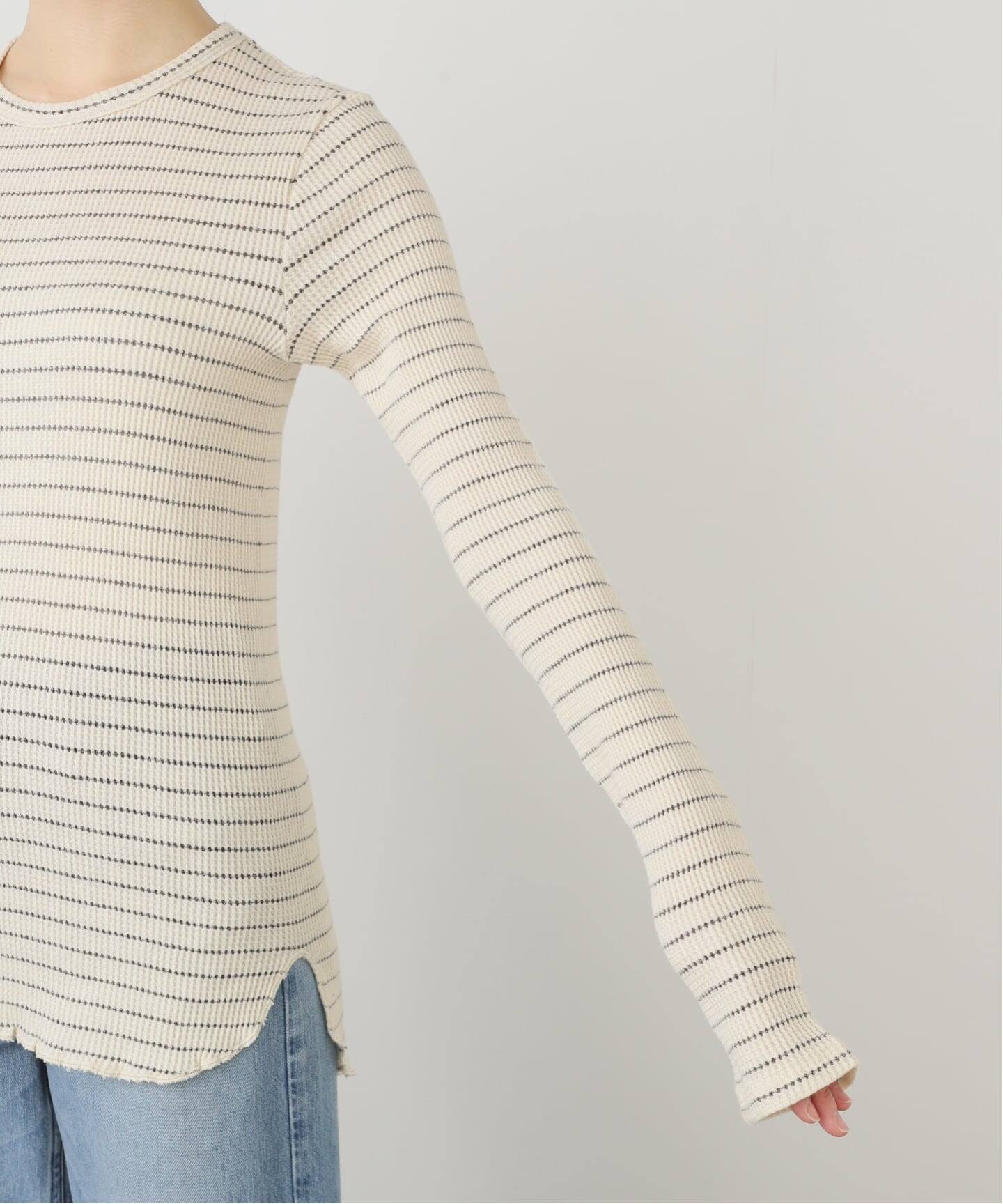 GOOD GRIEF!/グッド グリーフ】 WAFFLE BORDER LONG SLEEVE TOP（T