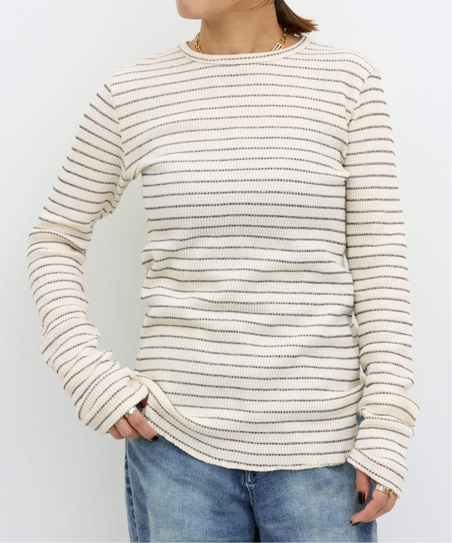 GOOD GRIEF!/グッド グリーフ】 WAFFLE BORDER LONG SLEEVE TOP（T