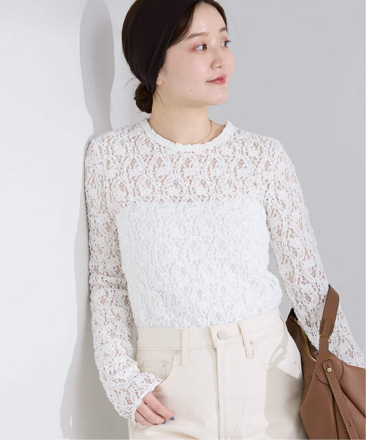 一部カラーWEB限定/追加4予約》Flowerストレッチレースプルオーバー（T