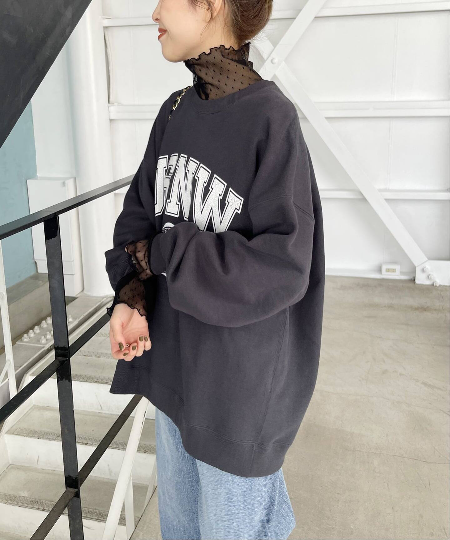 追加》ドットチュールハイネックプルオーバー（Tシャツ／カットソー