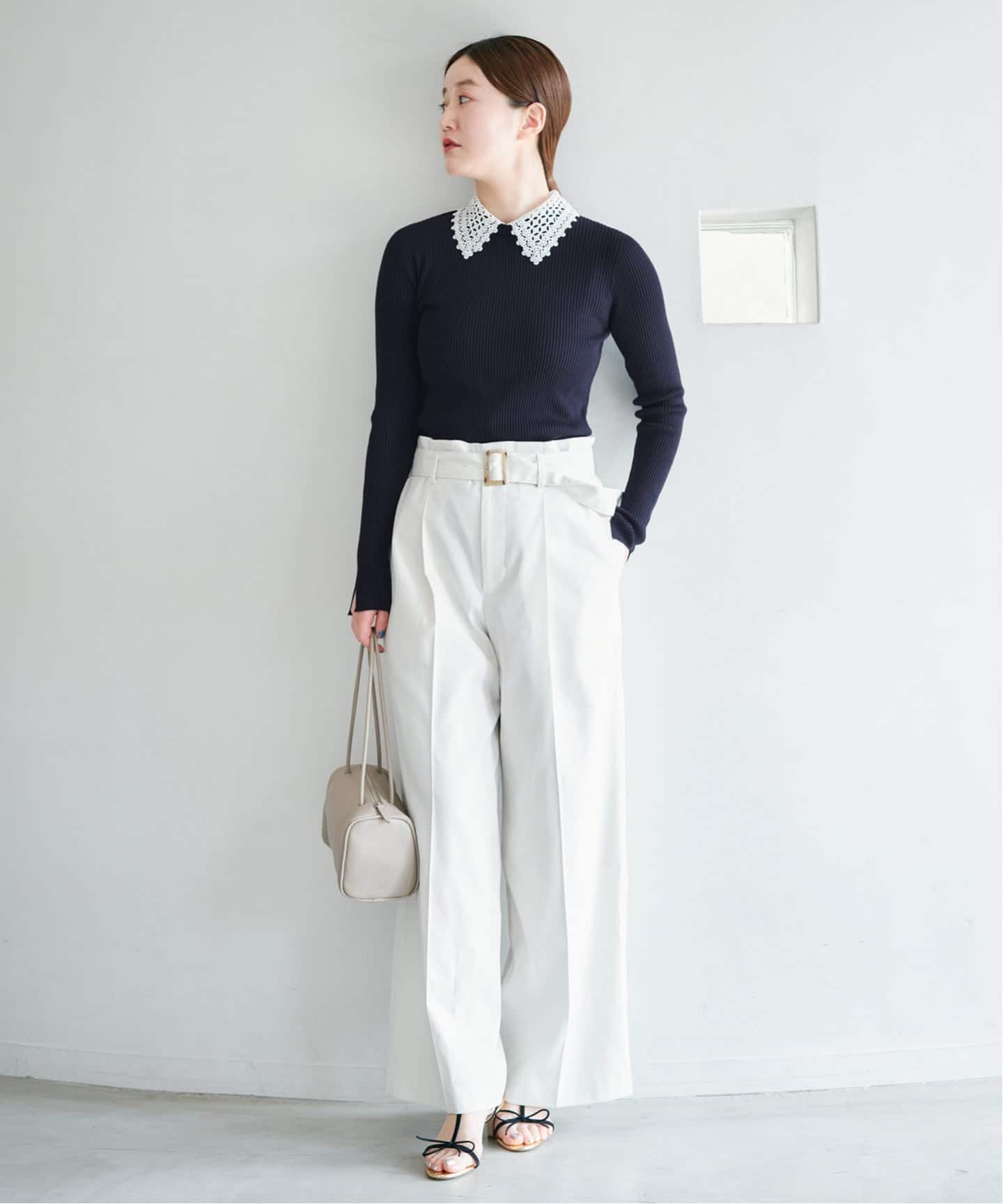 予約》レース襟 RIBホールガーメントプルオーバー（ニット／セーター