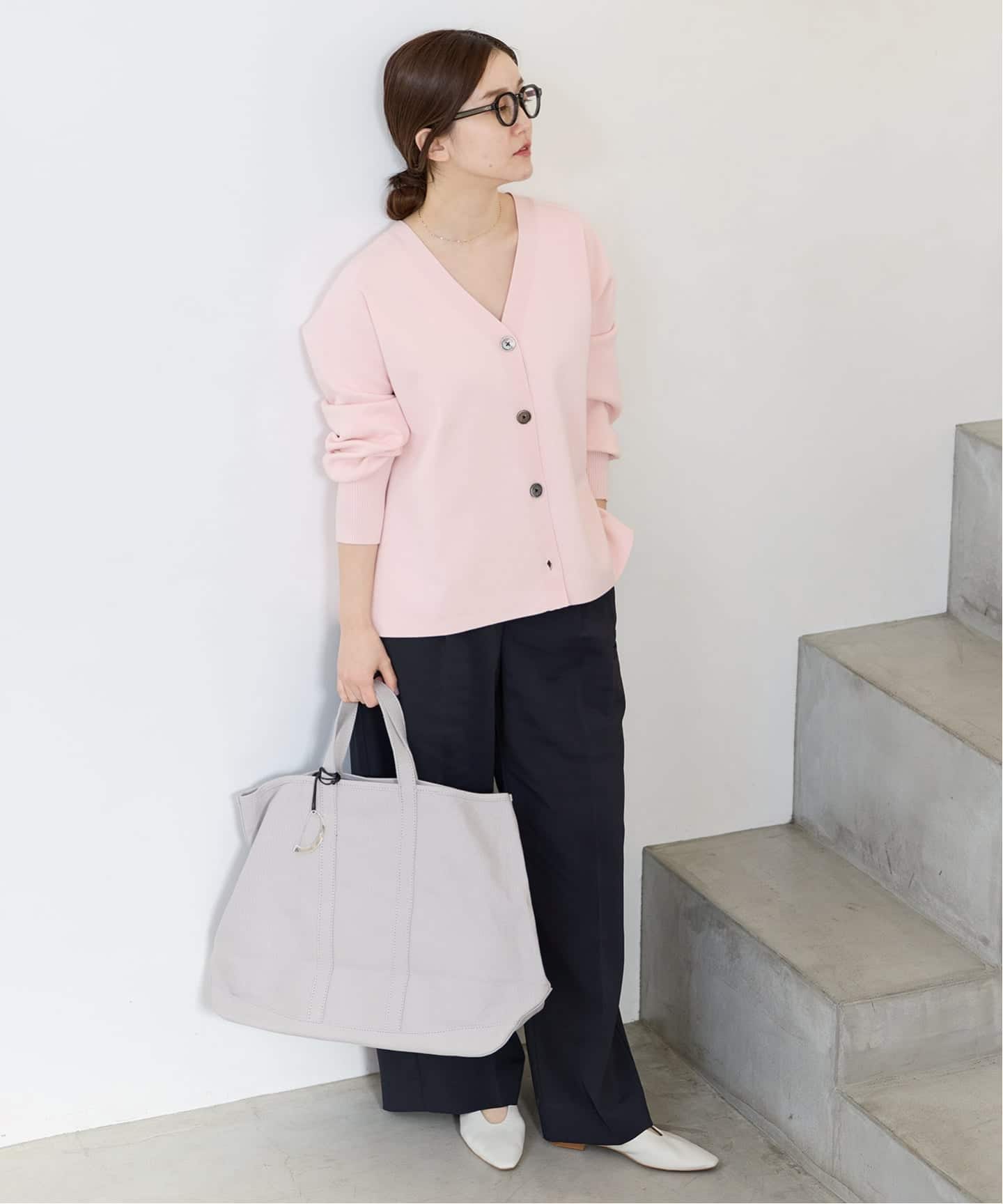 新色/追加》ファインコットンスムースVネックカーディガン