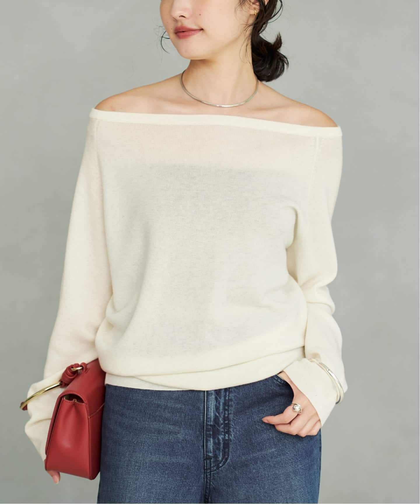追加》Off shoulder slit ニット 3（ニット／セーター）｜Plage