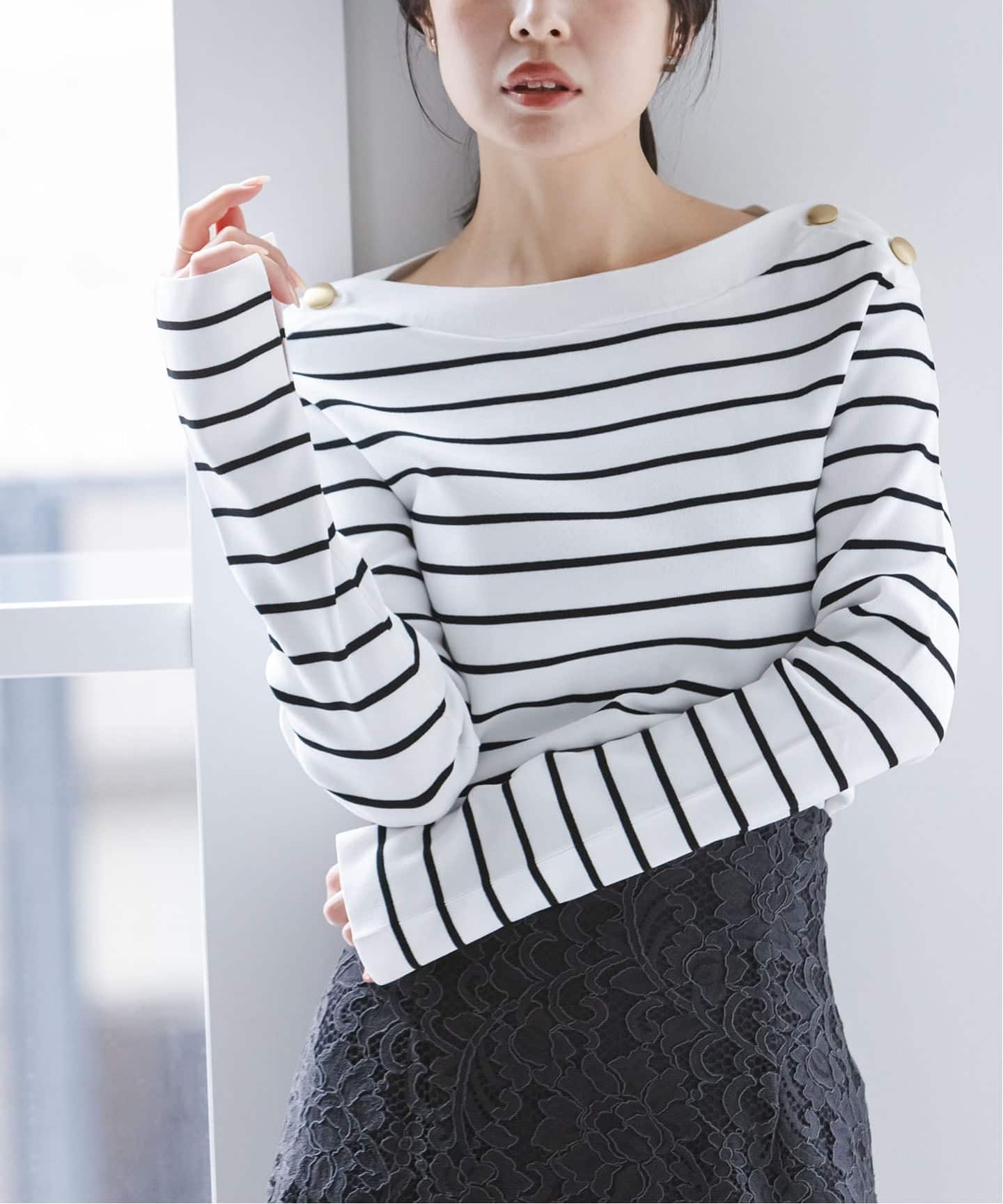 ショルダーボタンニットプルオーバー（ニット／セーター）｜NOBLE