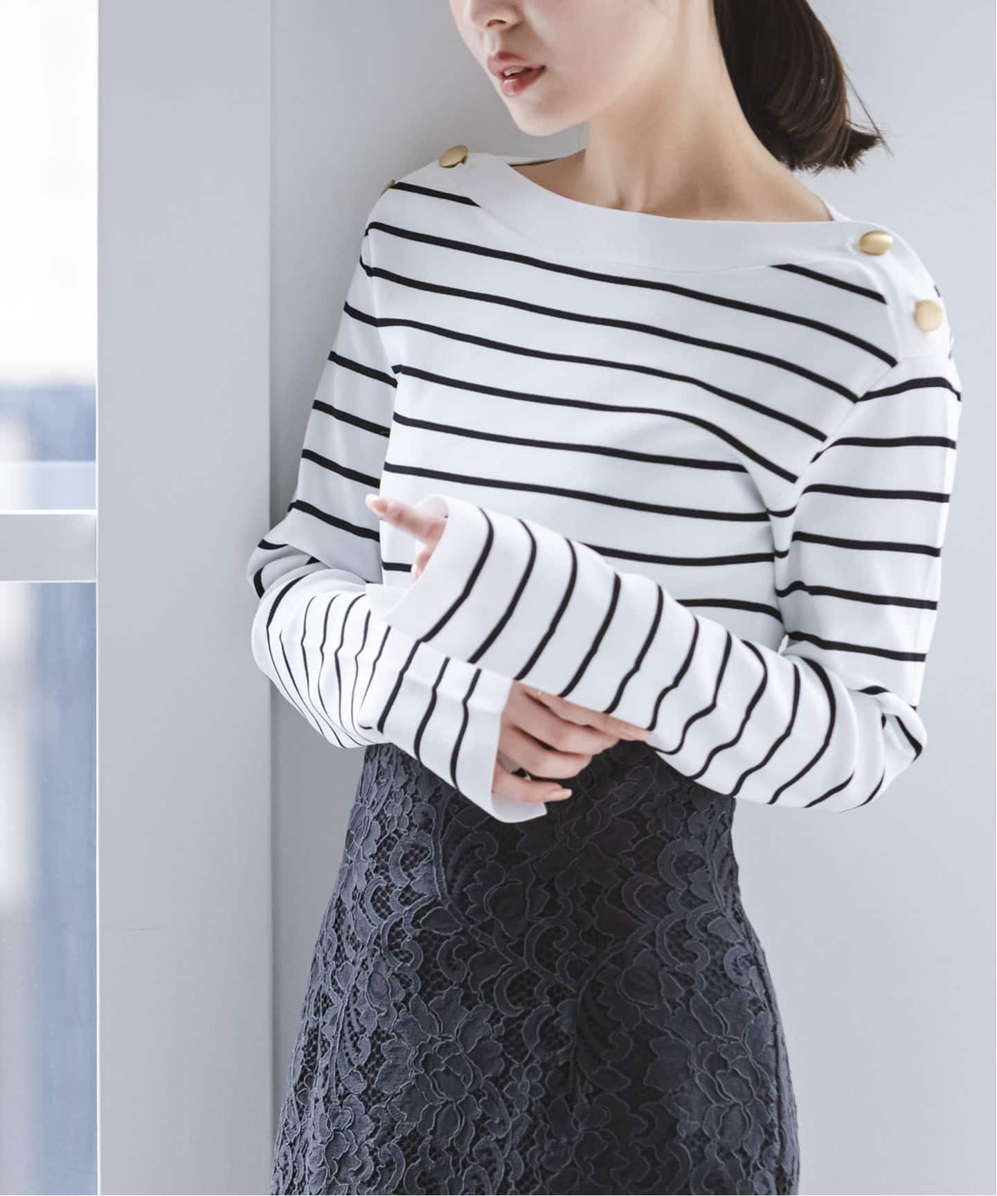 ショルダーボタンニットプルオーバー（ニット／セーター）｜NOBLE