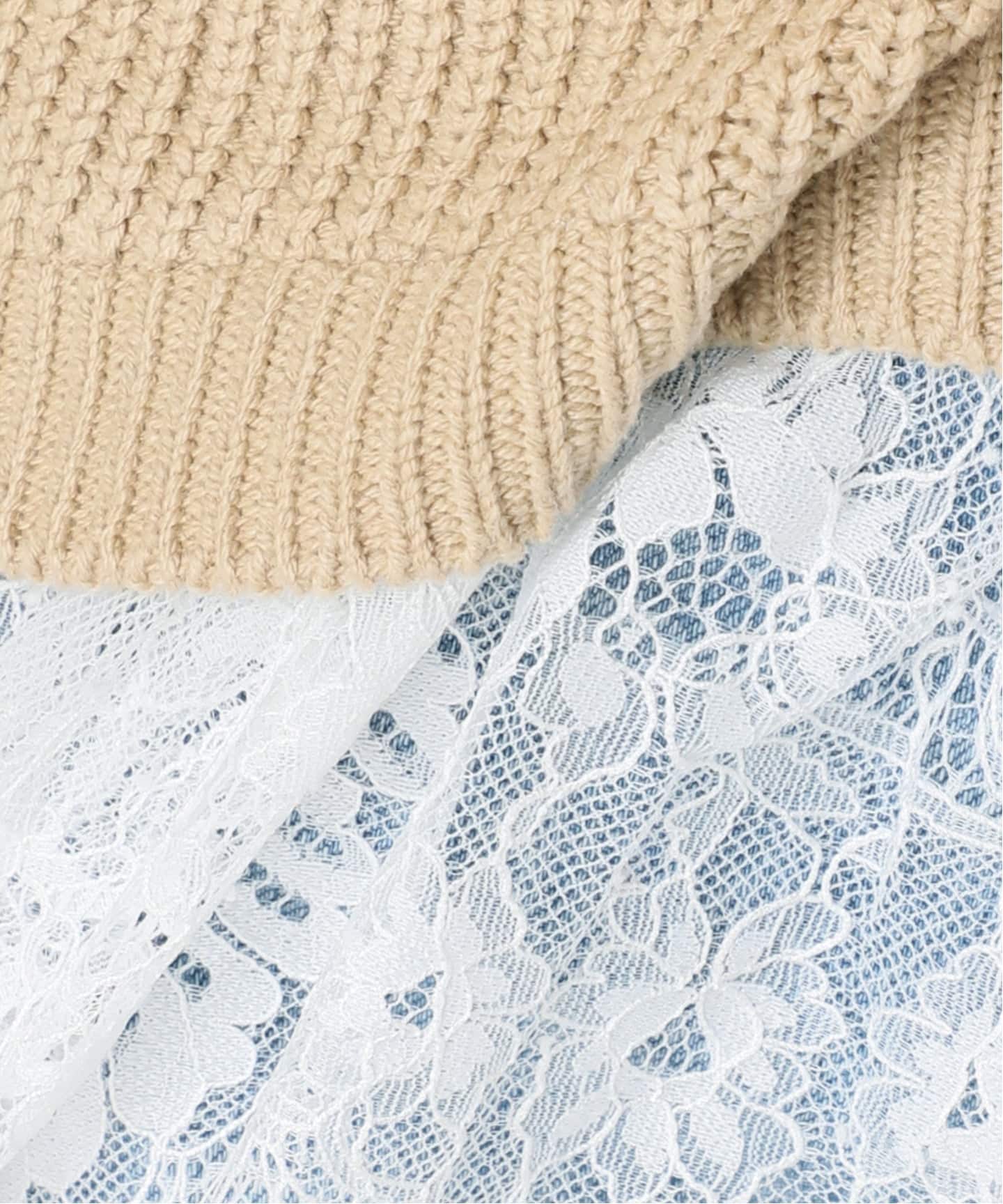 追加3》レースドッキング畦ニットプルオーバー（ニット／セーター