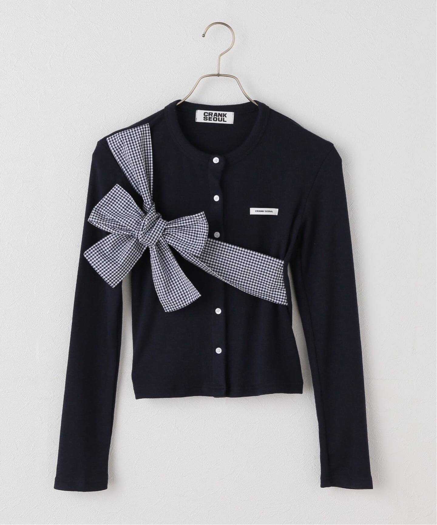 CRANK/クランク RIBBON-TIED KNIT CARDIGAN（ニット／セーター）｜U by