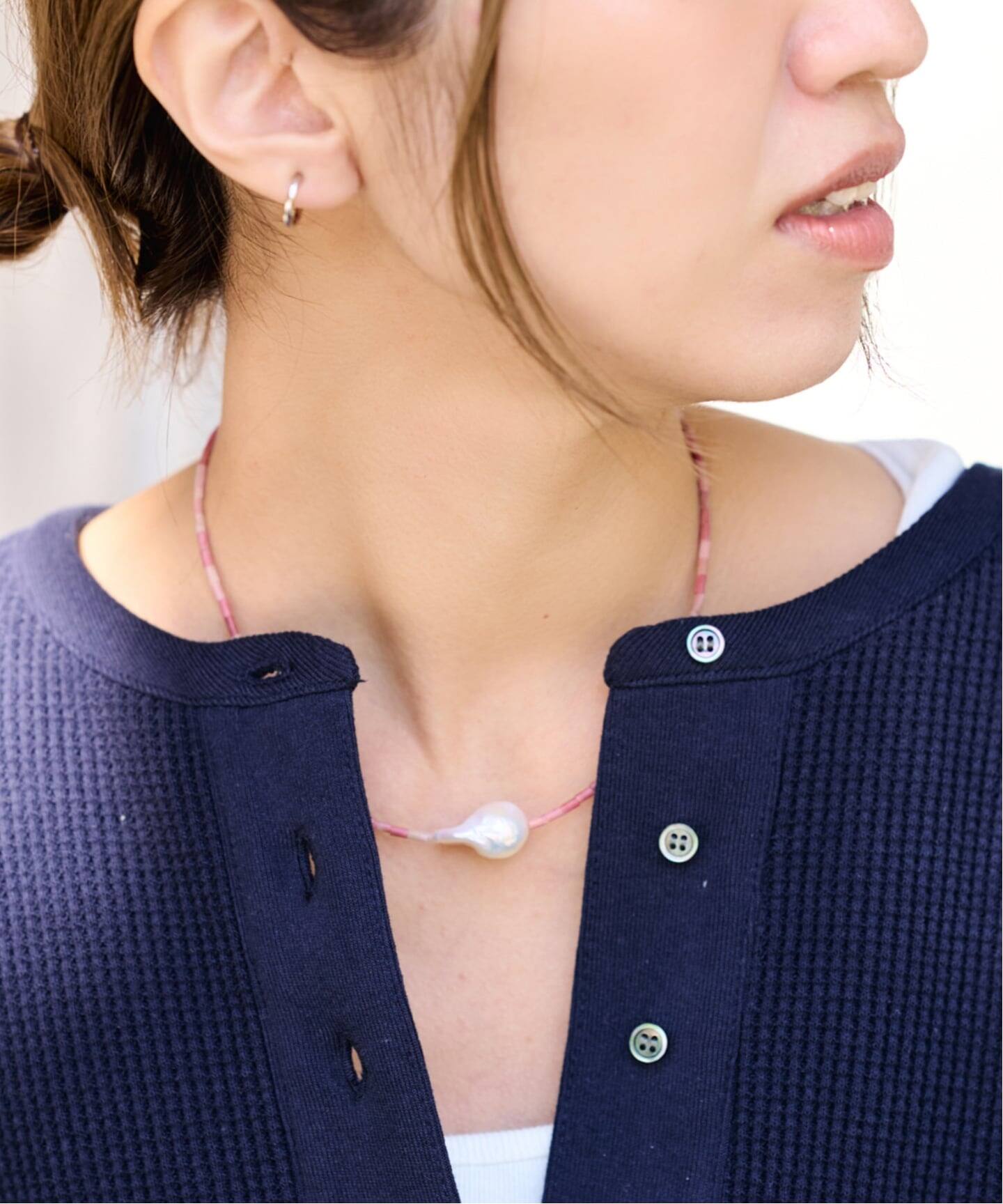 ≪予約≫PREEK/プリーク Baroque pearl stone line choker ネックレス