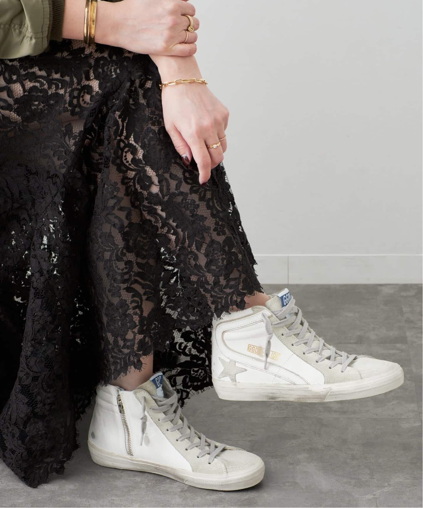 GOLDEN GOOSE / ゴールデングース】SLIDE LEATHER UPPER SUEDE S