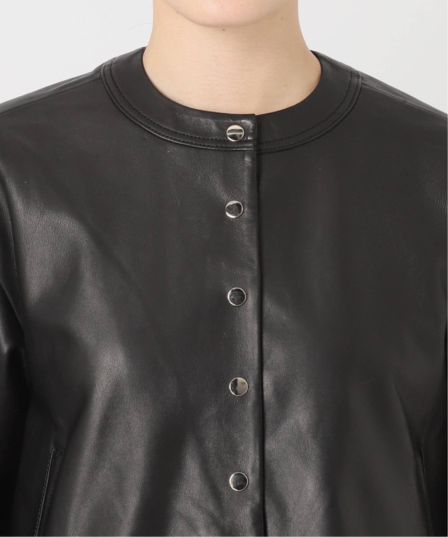 追加》シープクルーネックブルゾン（レザージャケット）｜IENA（イエナ