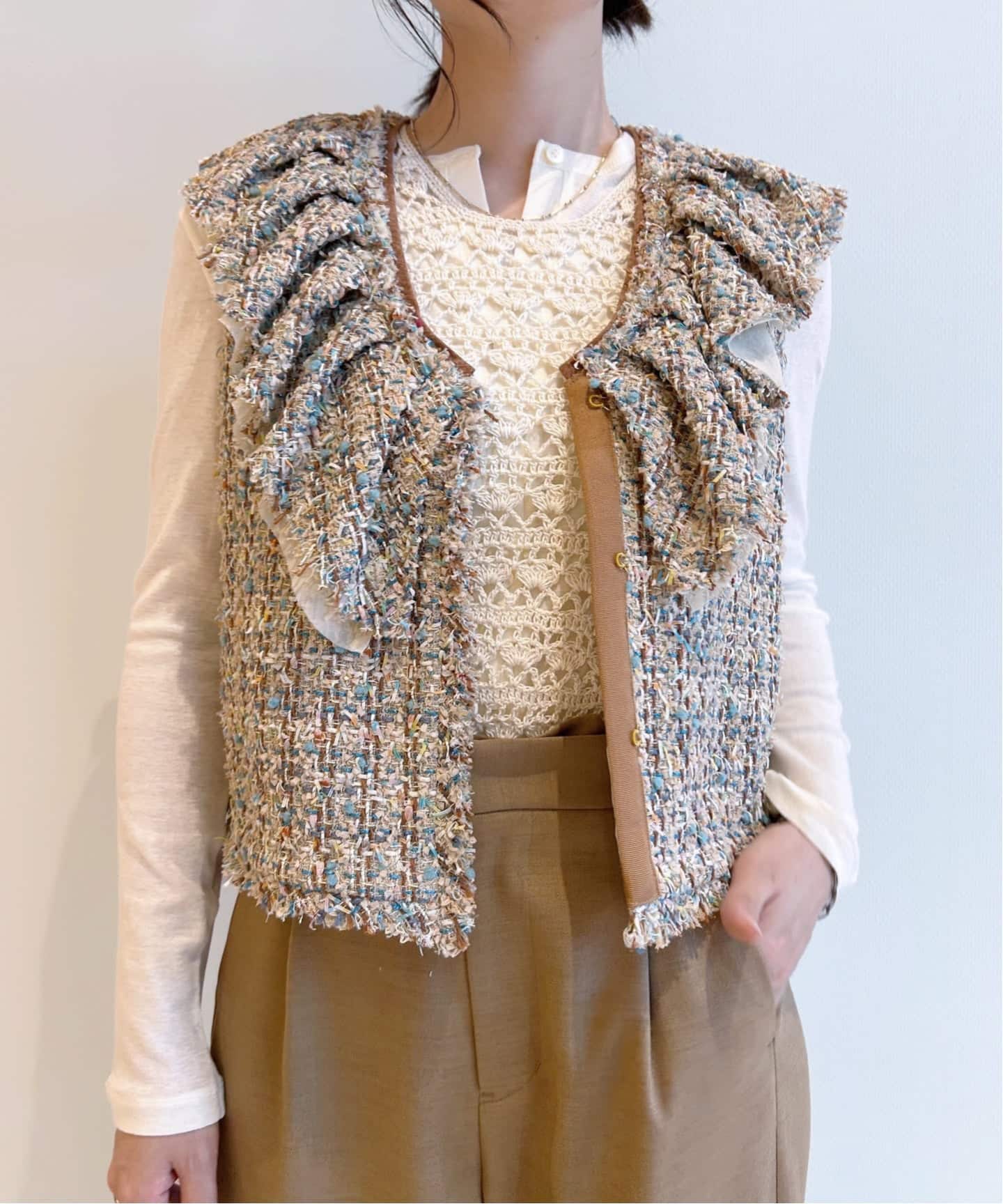 IENA LA BOUCLE LINTONツィードフリルベスト（ベスト）｜IENA（イエナ