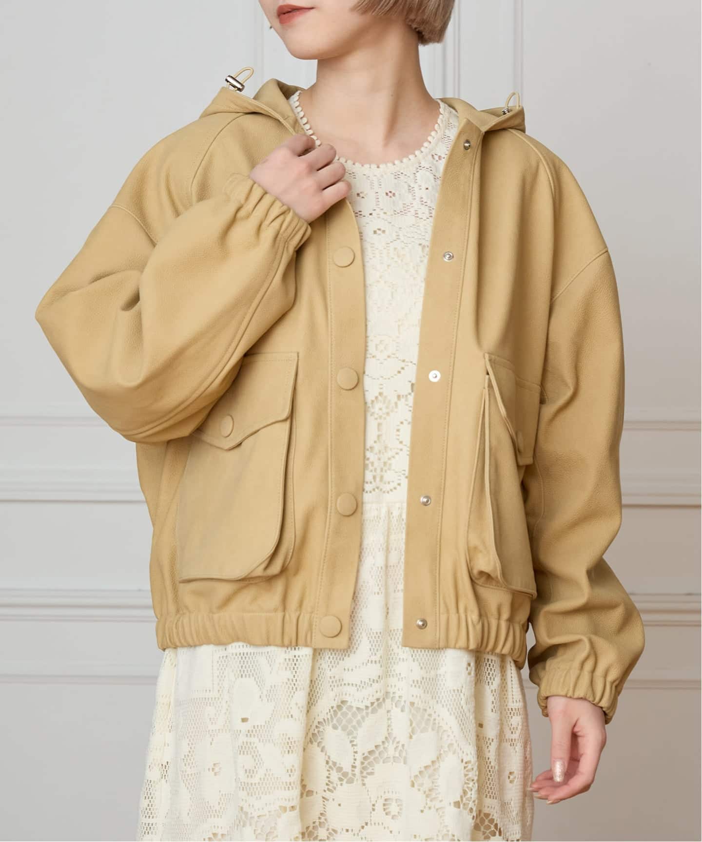 IENA LA BOUCLE GOATLEATHER HOODIEブルゾン（その他ブルゾン