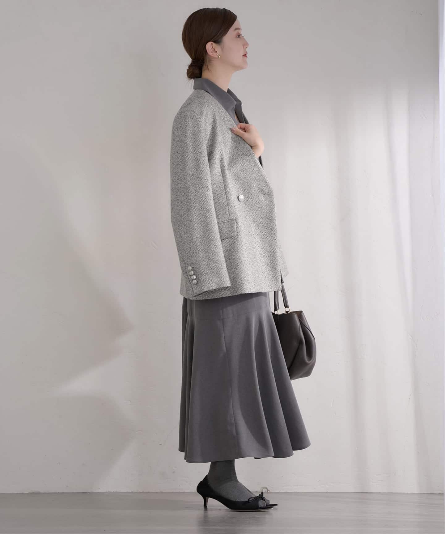 &NAVY ツィーディーダブルジャケット（ノーカラージャケット）｜IENA