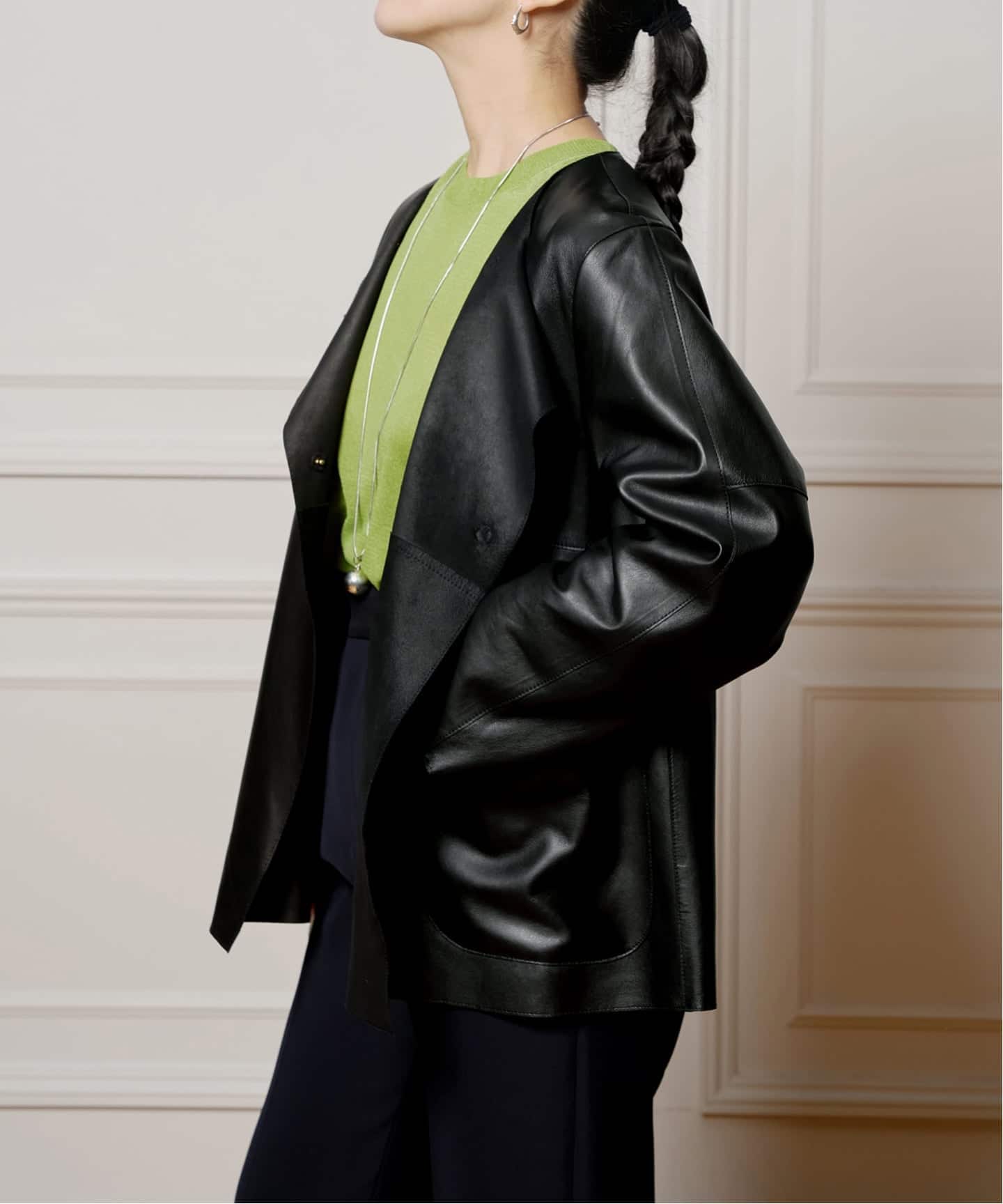 追加予約》IENA LA BOUCLE SHEEPレザージャケット（ノーカラー