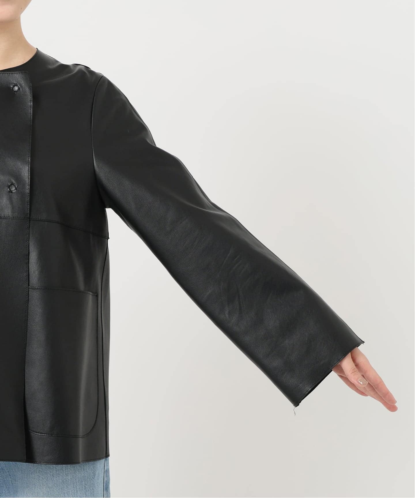 追加予約》IENA LA BOUCLE SHEEPレザージャケット（ノーカラー