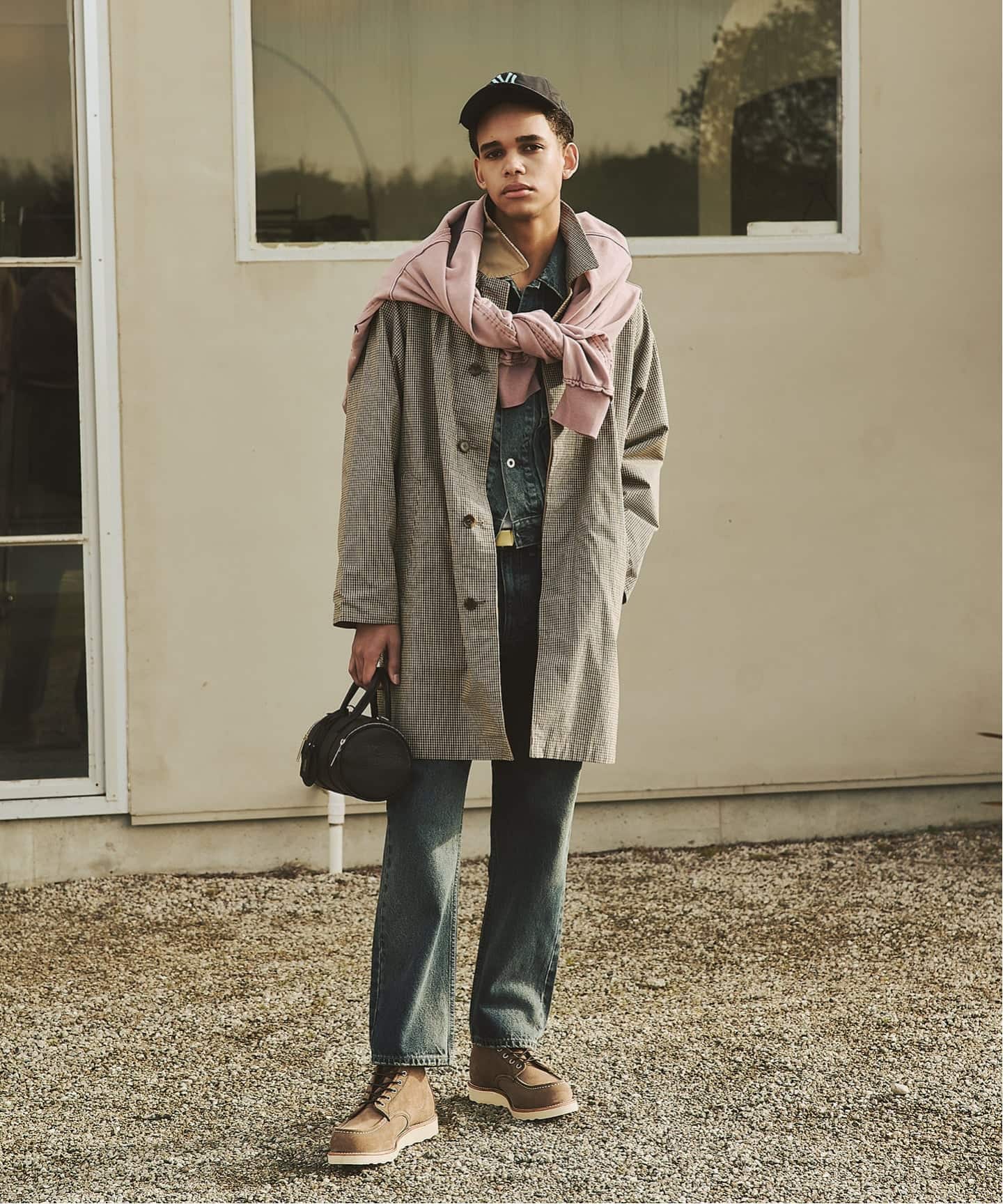 チェック リバーシブル ステンカラー コート（ステンカラーコート