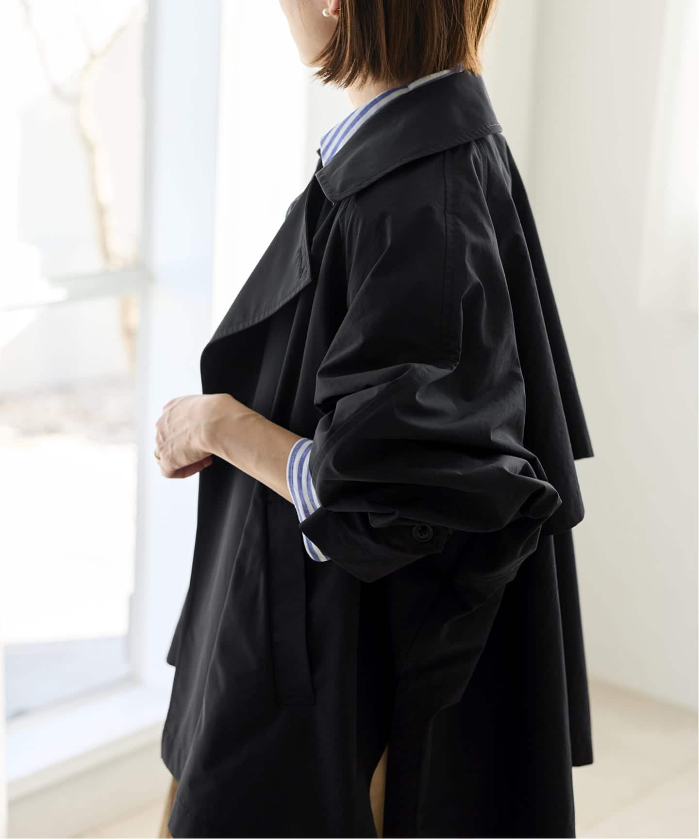 新色あり/追加4//洗濯機洗い可》ポプリンオーバーショートコート