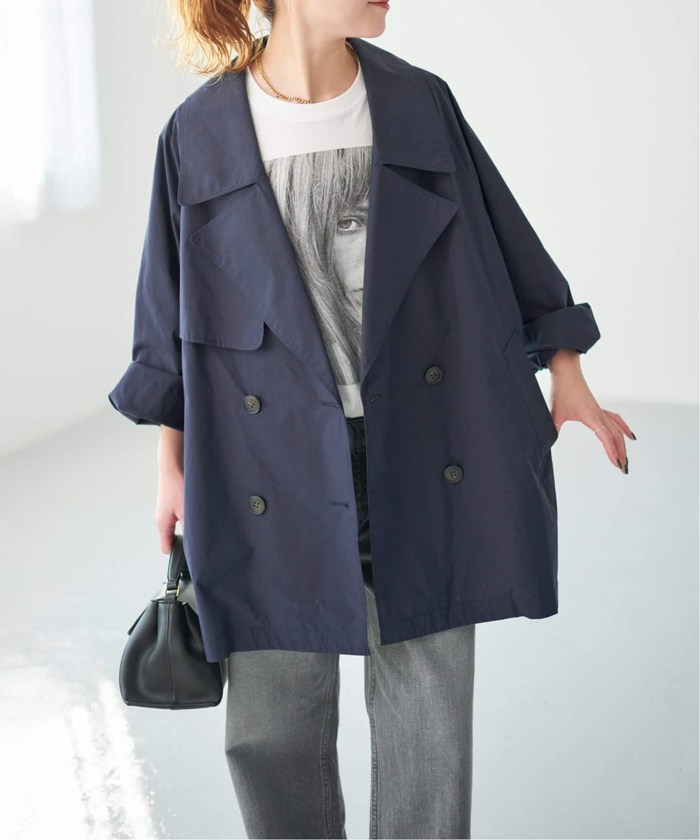 新色有り / 追加》C/Pミドル丈トレンチコート（トレンチコート