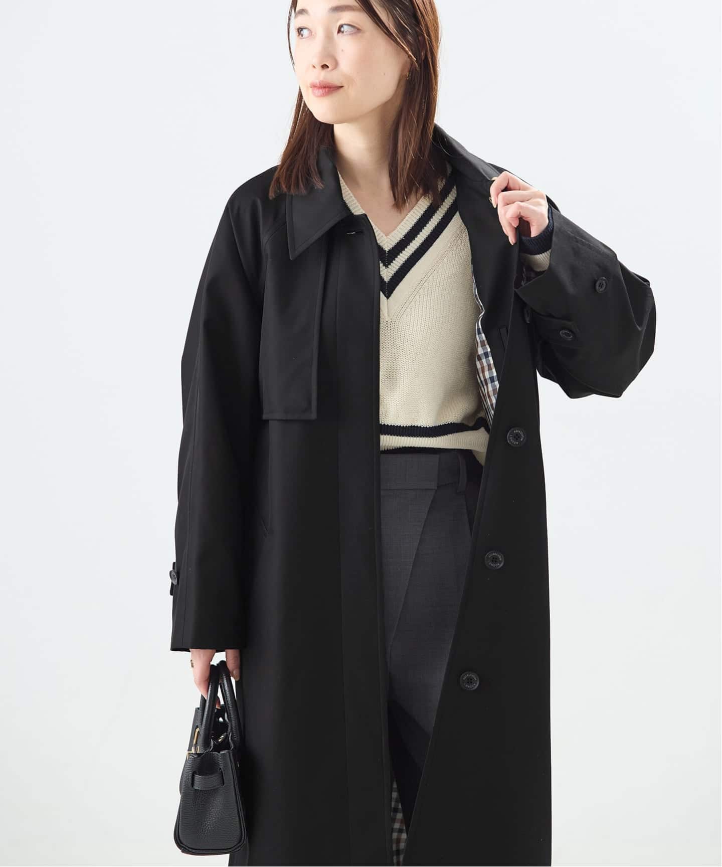 金子綾さん着用】【別注】Aquascutum×LESSAGE ステンカラーコート