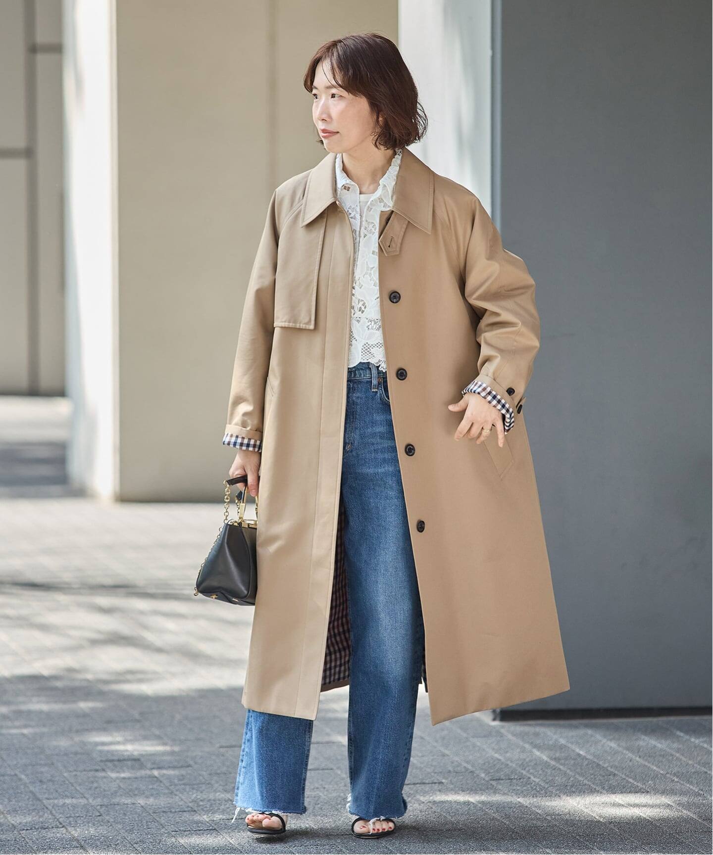 金子綾さん着用】【別注】Aquascutum×LESSAGE ステンカラーコート