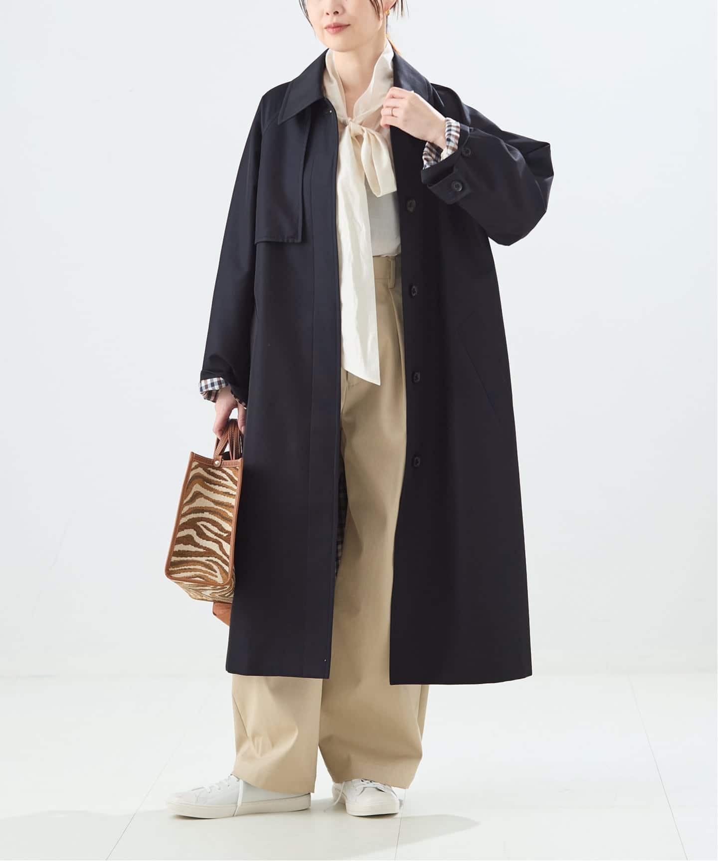 金子綾さん着用】【別注】Aquascutum×LESSAGE ステンカラーコート