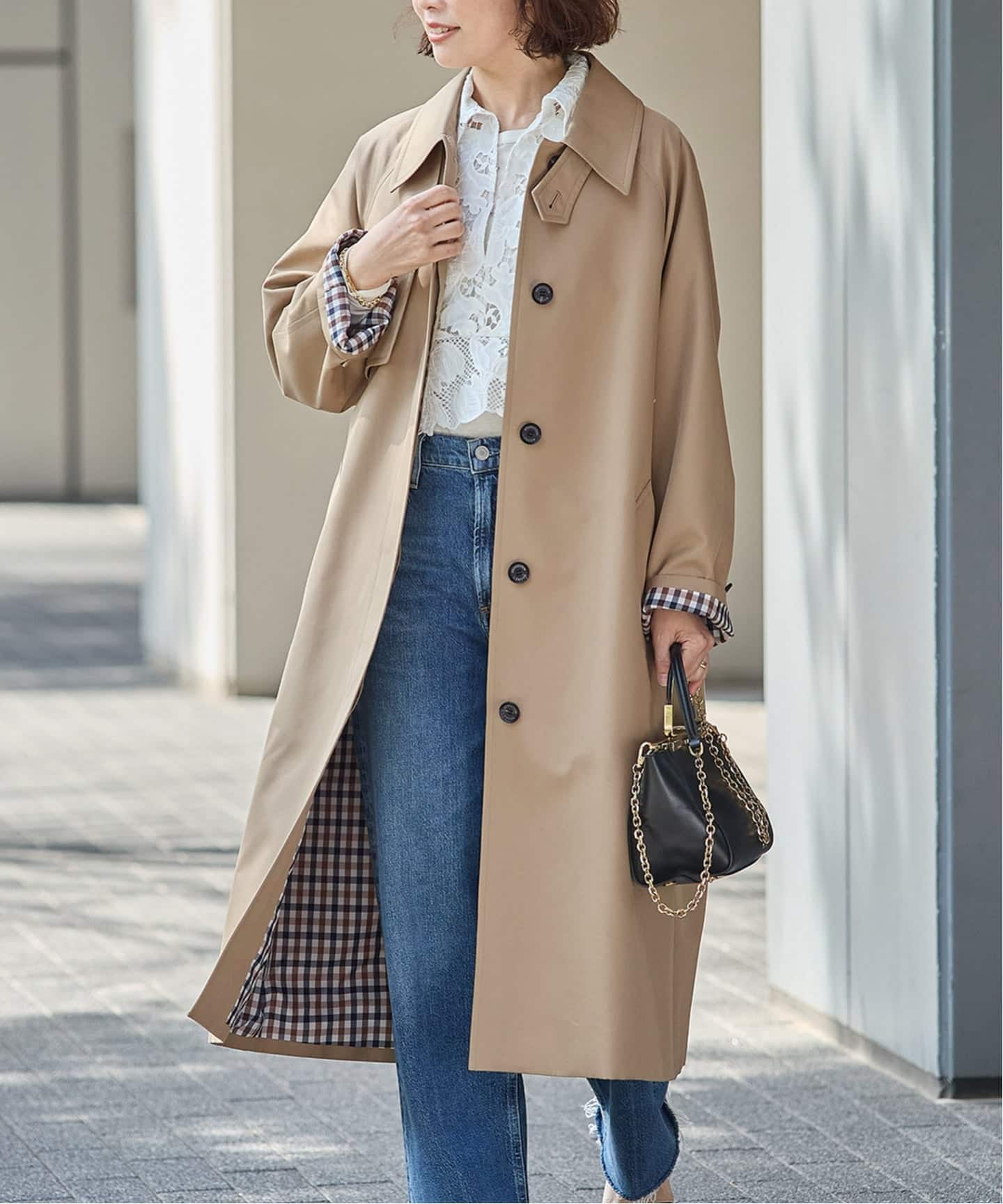 金子綾さん着用】【別注】Aquascutum×LESSAGE ステンカラーコート