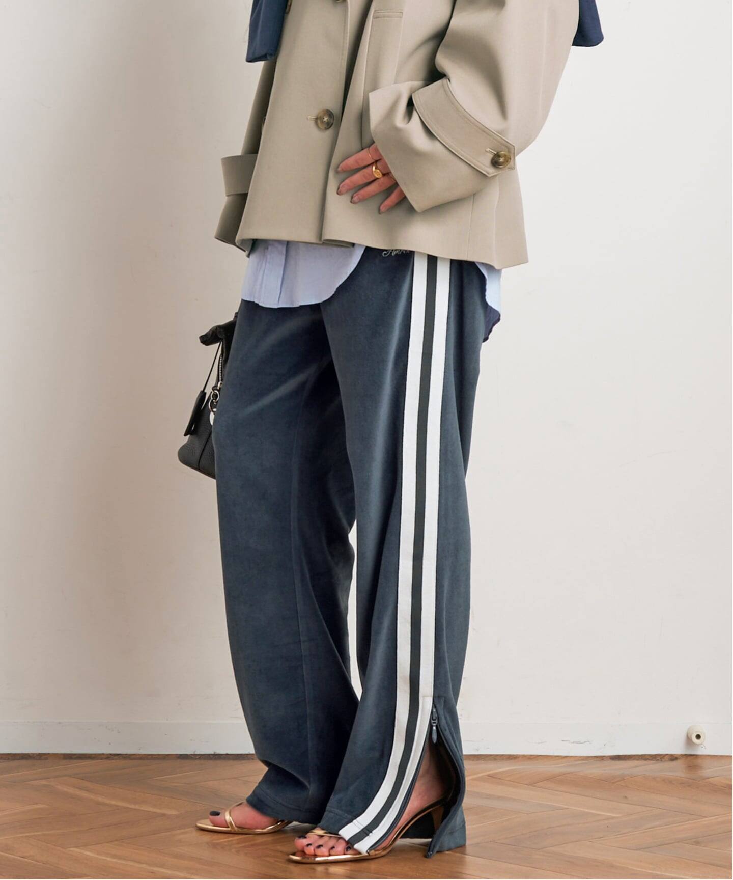 AMERICANA/アメリカーナ】別注side line velour Pants（ジャージ
