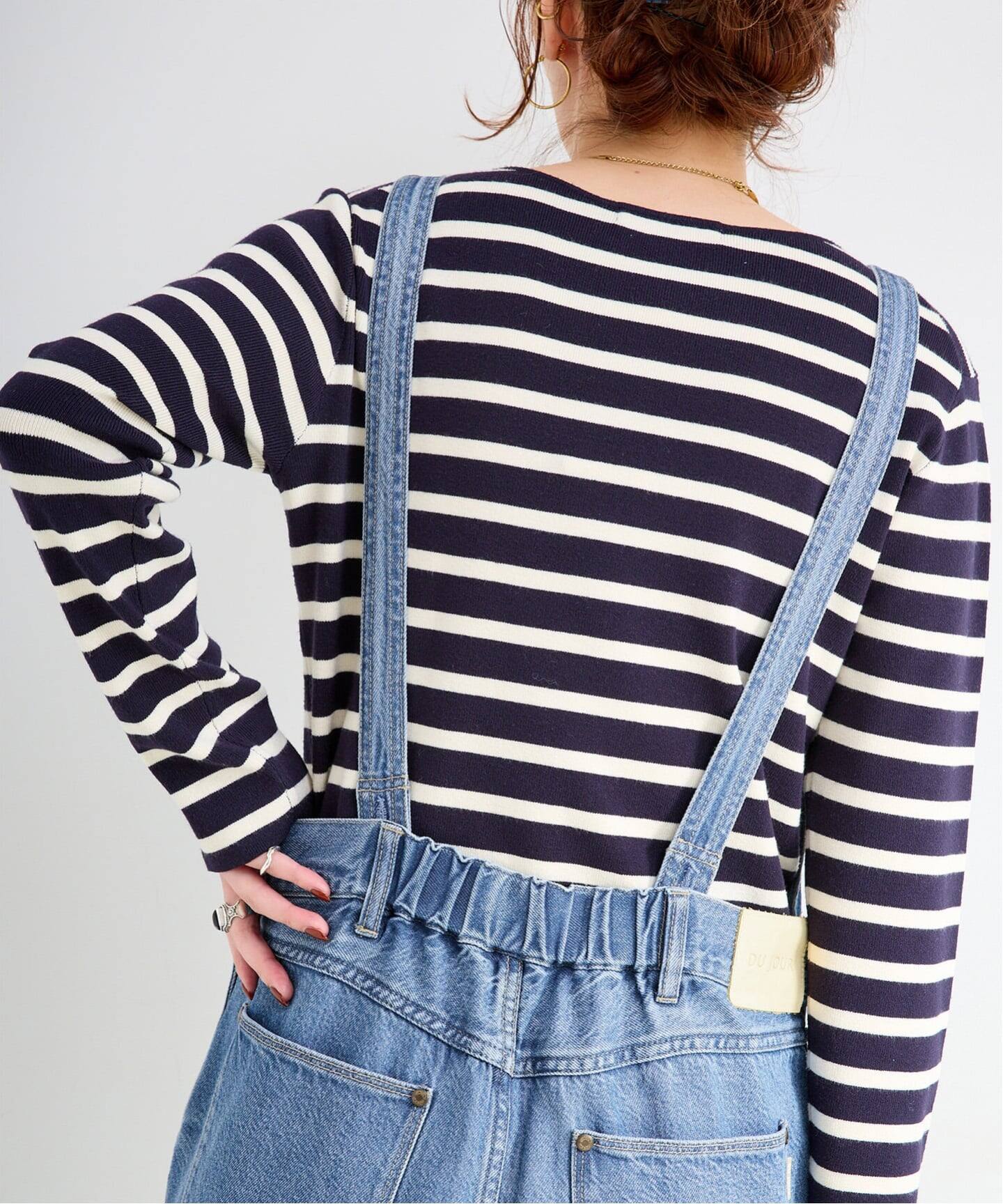 追加3予約》【WEB限定】DU JOUR/デュ ジュール V NECK JEAN SALOPETTE