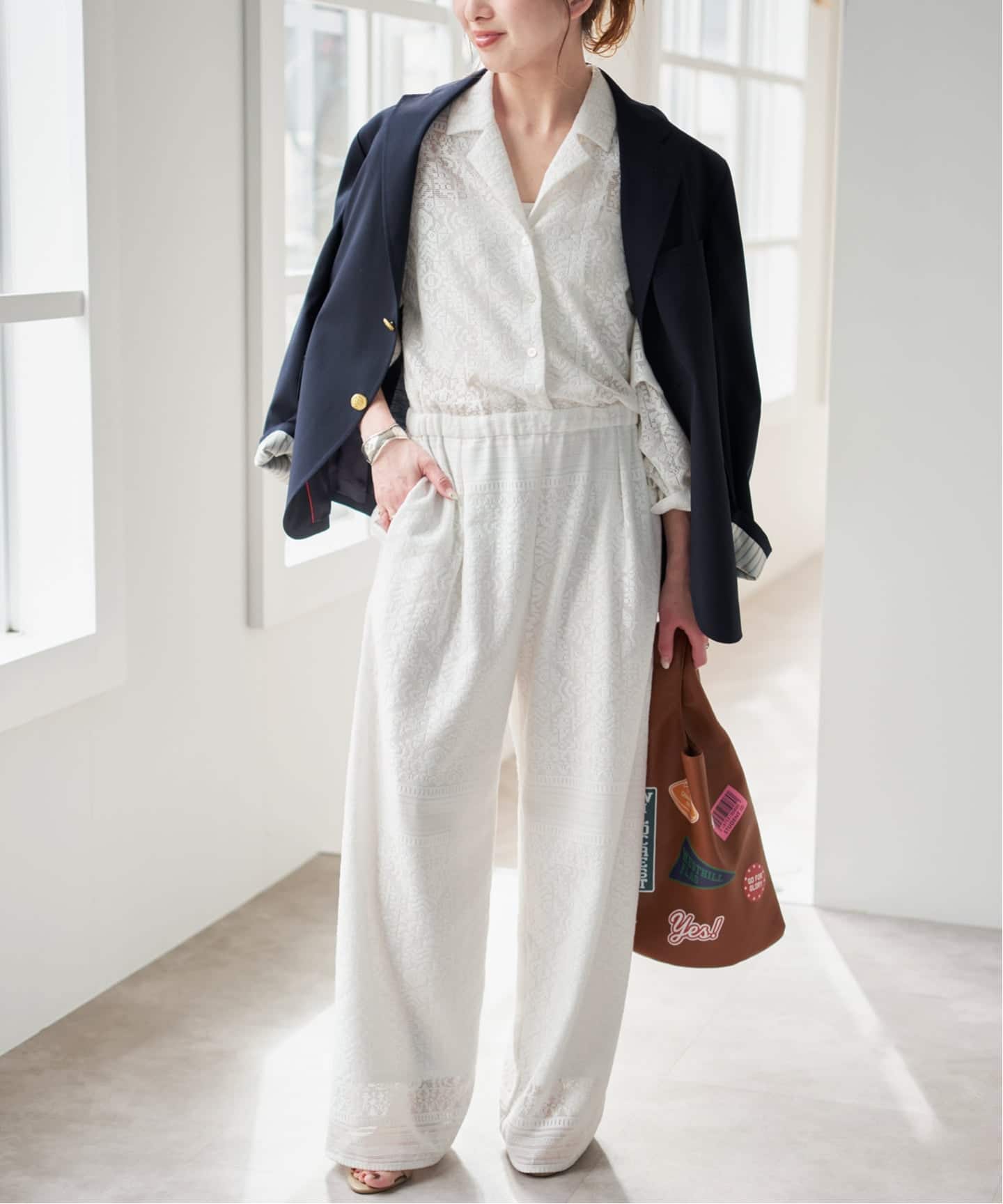 予約》オープンカラーレースジャンプスーツ（サロペット