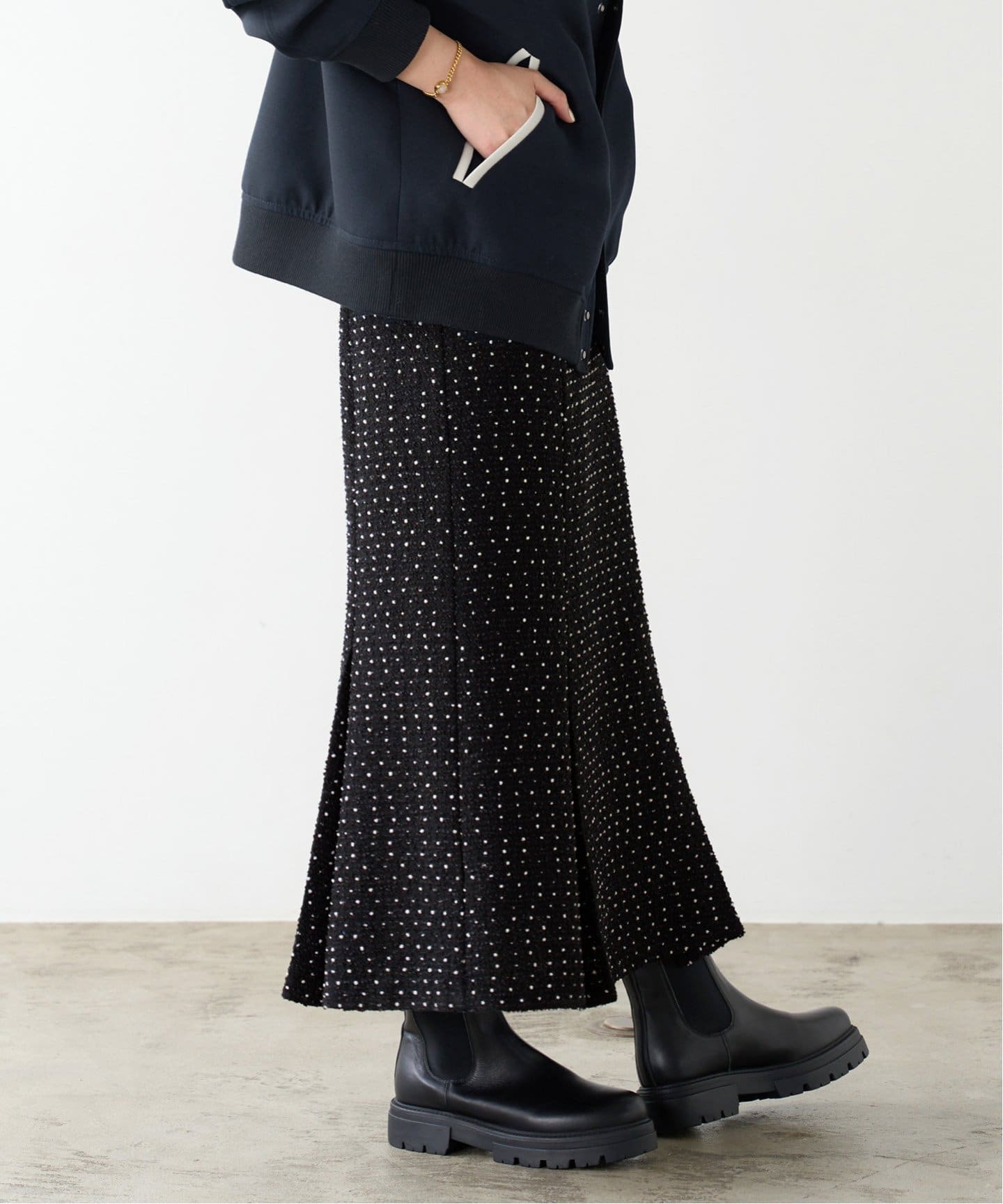 ドットツイード フレアスカート（ロング・マキシ丈スカート）｜IENA