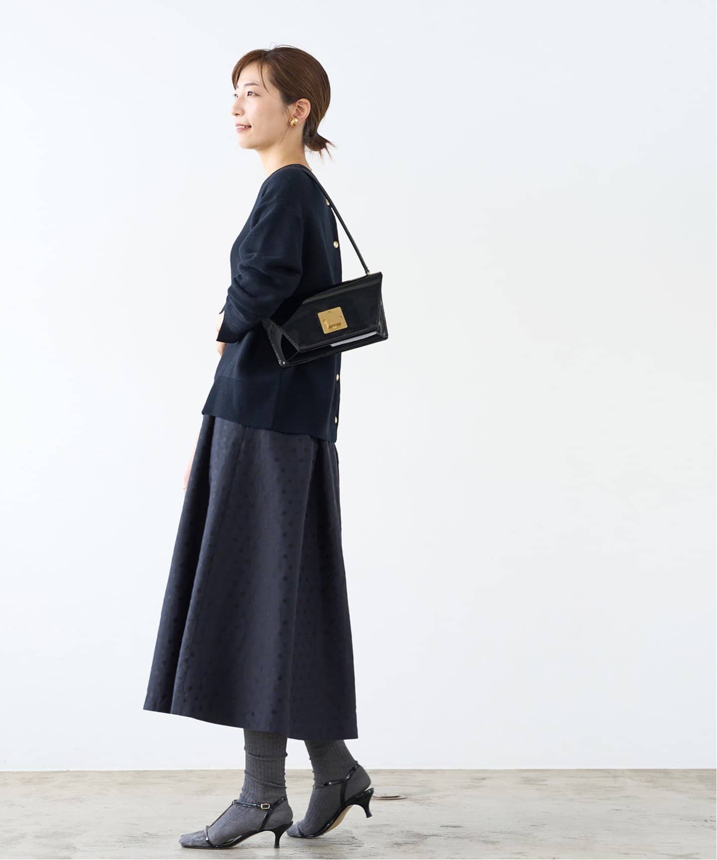 ドットジャガードタックスカート（ロング・マキシ丈スカート）｜IENA